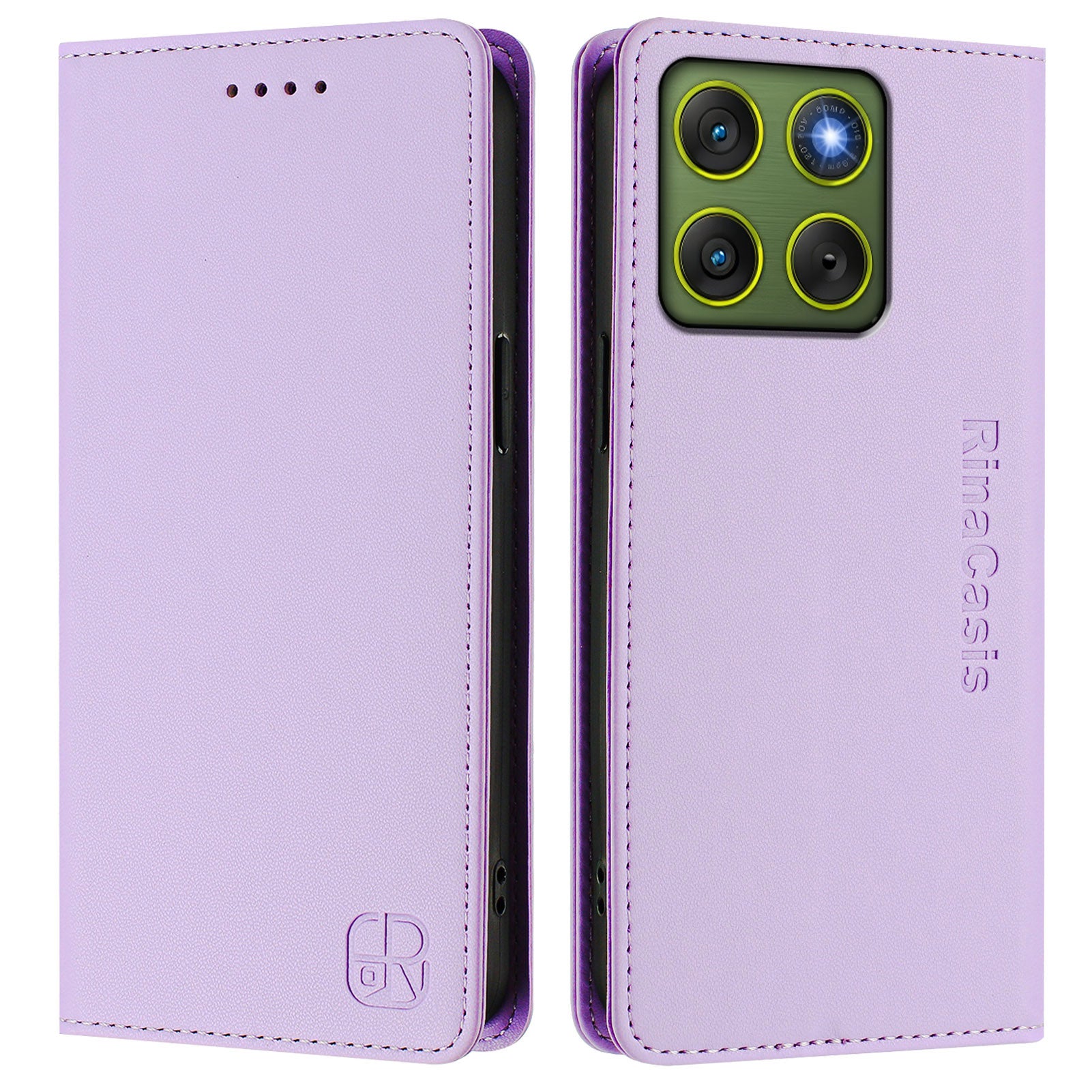 For Motorola Edge 70 5G Leather Case RINACASIS RC01 Phone Cover with RFID Blocking Wallet Stand - Light Purple
