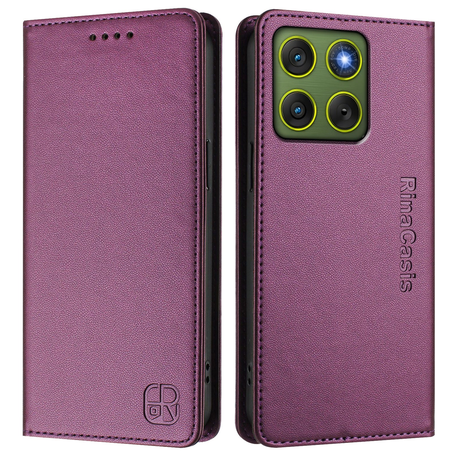 For Motorola Edge 70 5G Leather Case RINACASIS RC01 Phone Cover with RFID Blocking Wallet Stand - Violet