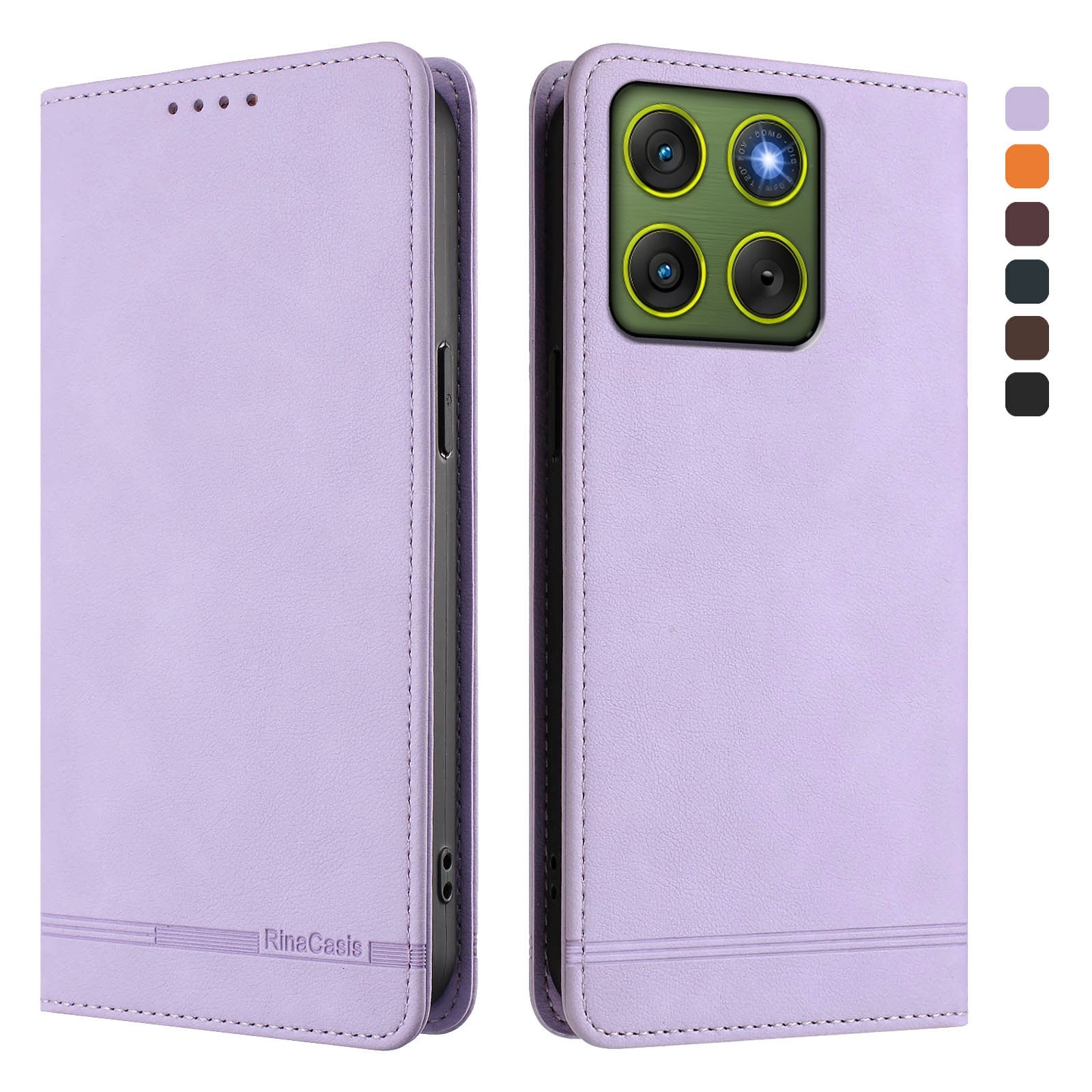 For Motorola Edge 70 5G Case RINACASIS RC23 RFID Blocking Wallet Stand PU Leather Phone Cover - Light Purple