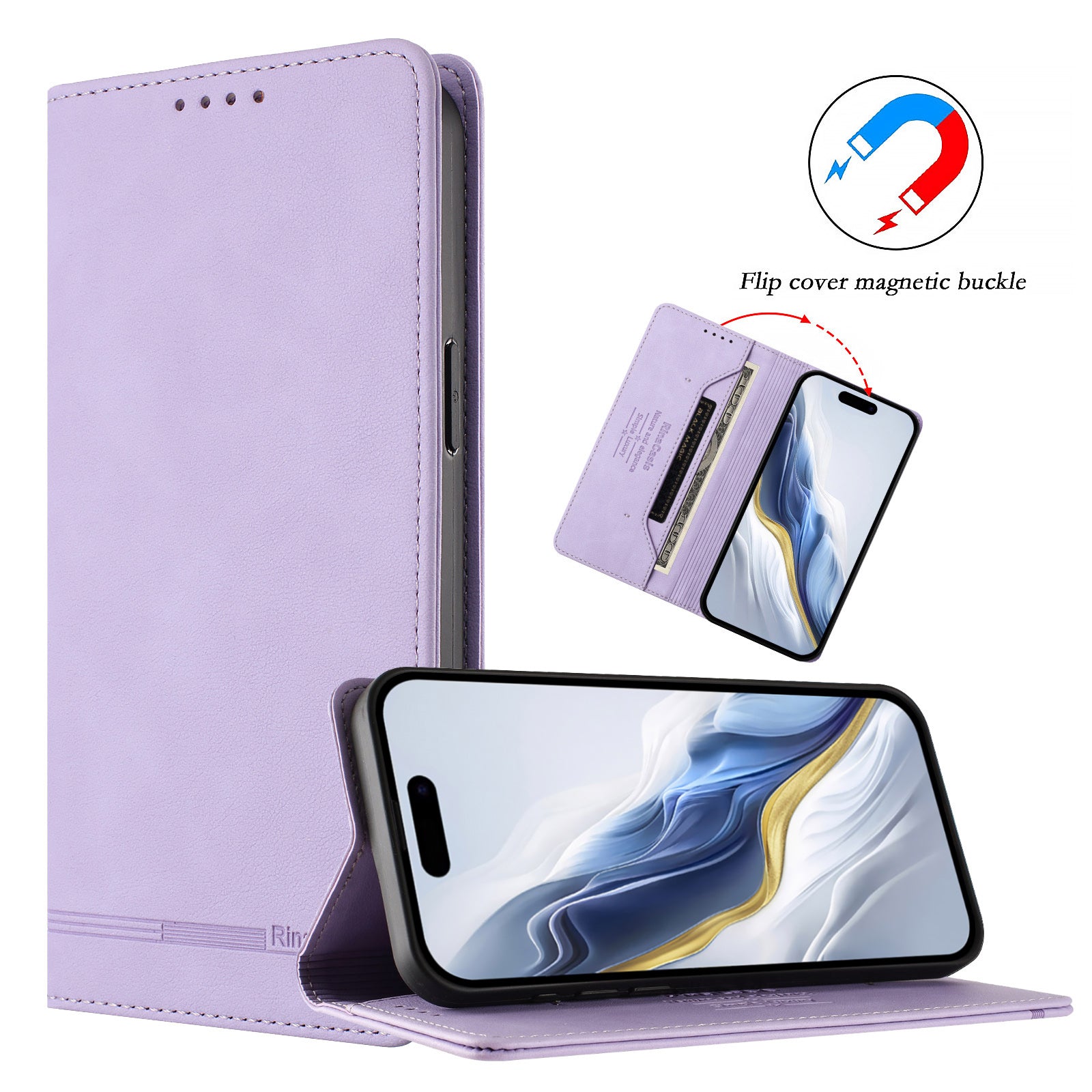 For Motorola Edge 70 5G Case RINACASIS RC23 RFID Blocking Wallet Stand PU Leather Phone Cover - Light Purple