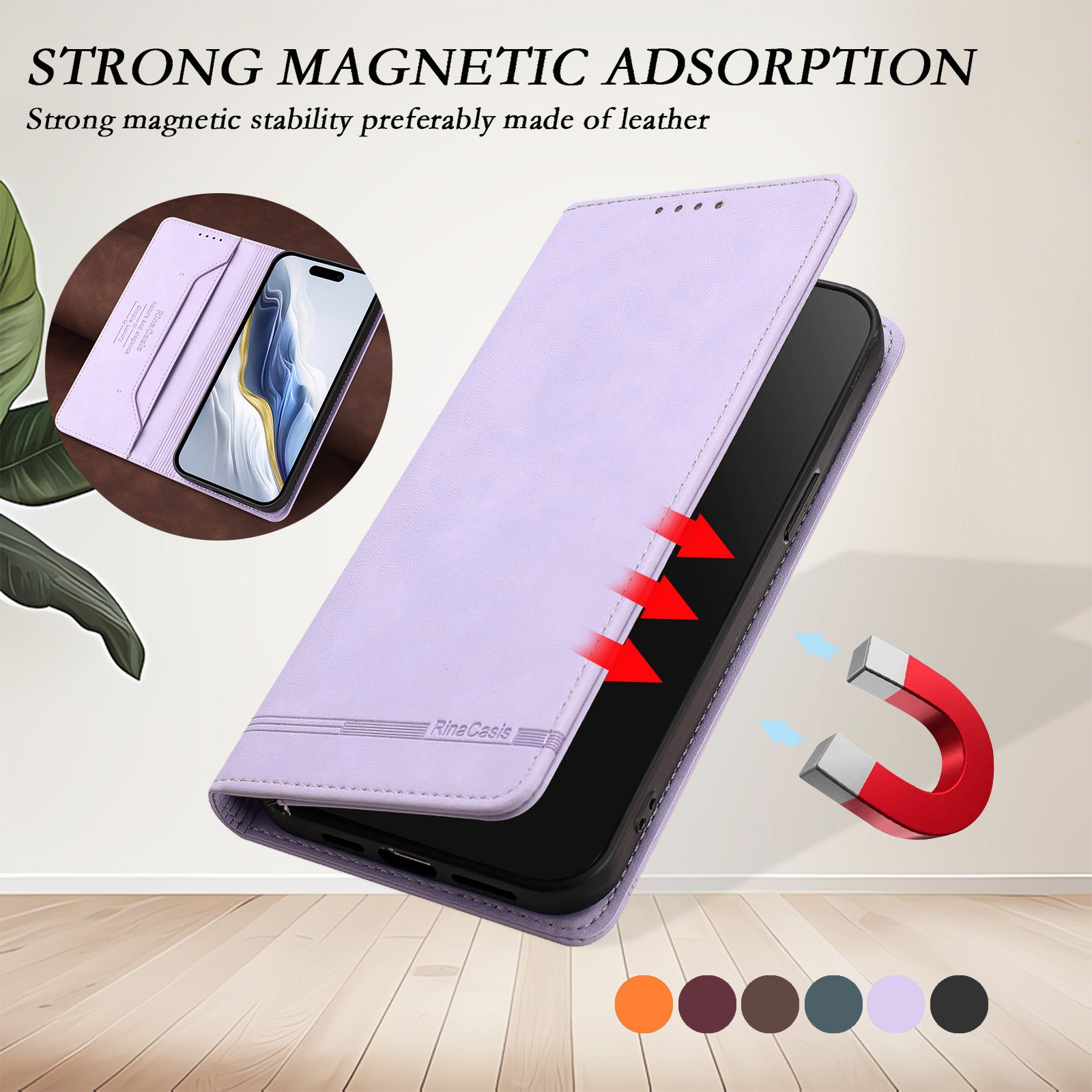 For Motorola Edge 70 5G Case RINACASIS RC23 RFID Blocking Wallet Stand PU Leather Phone Cover - Light Purple