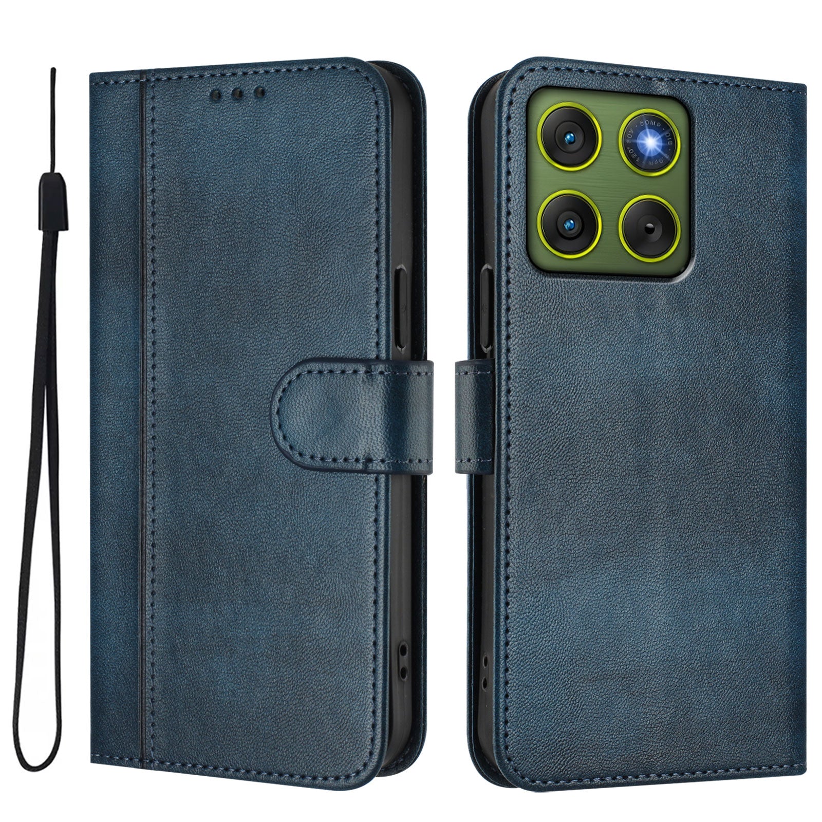 For Motorola Edge 70 5G Cases Wallet Stand Retro Texture Leather Phone Cover with Lanyard - Blue