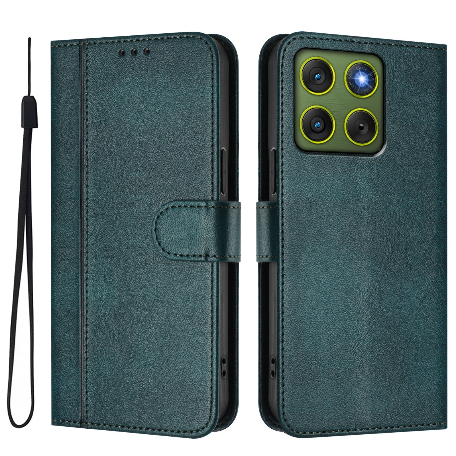 For Motorola Edge 70 5G Cases Wallet Stand Retro Texture Leather Phone Cover with Lanyard - Dark Green