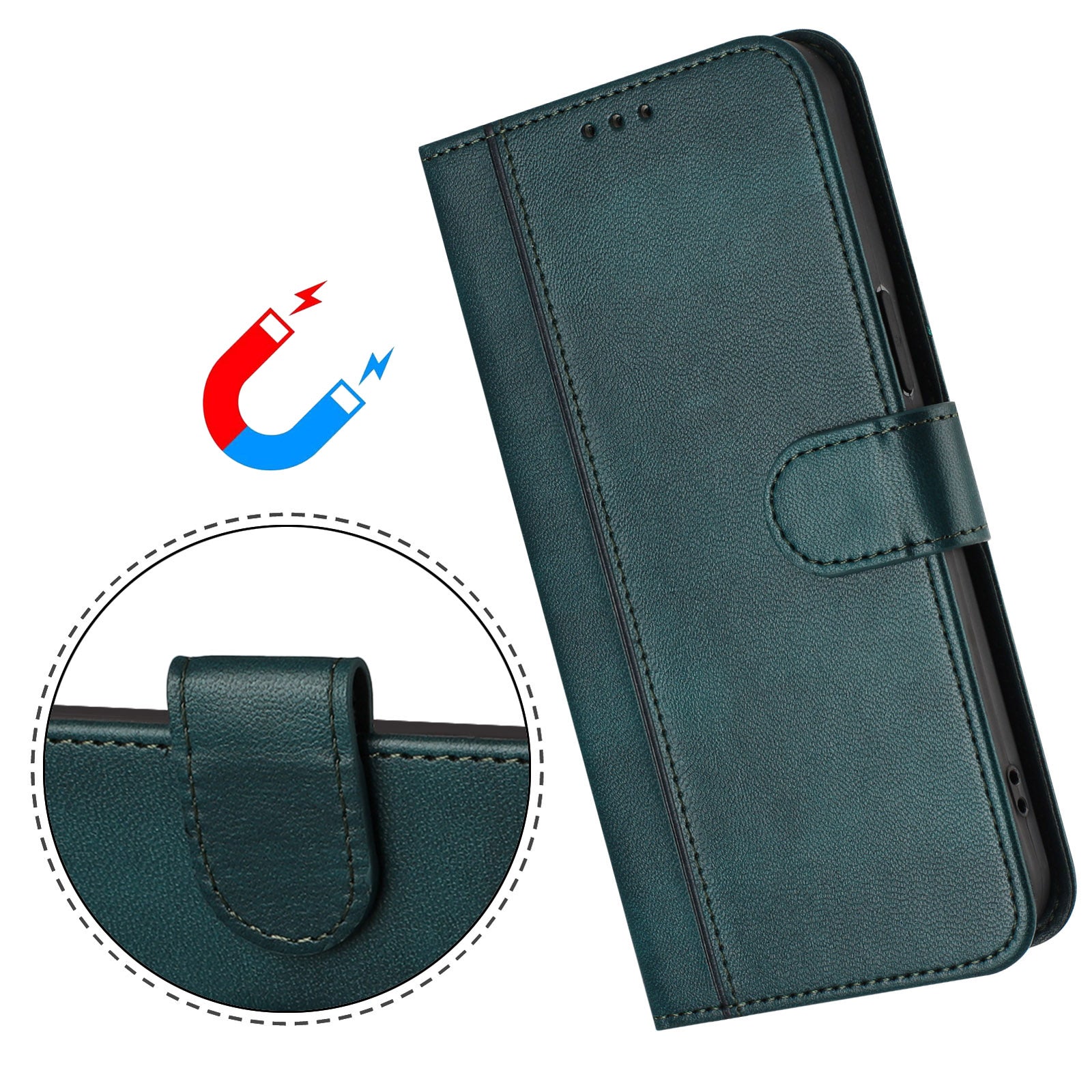 For Motorola Edge 70 5G Cases Wallet Stand Retro Texture Leather Phone Cover with Lanyard - Dark Green
