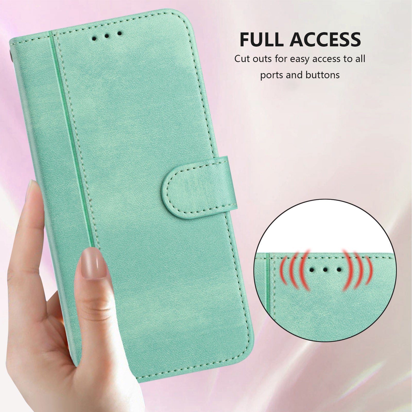 For Motorola Edge 70 5G Cases Wallet Stand Retro Texture Leather Phone Cover with Lanyard - Mint Green