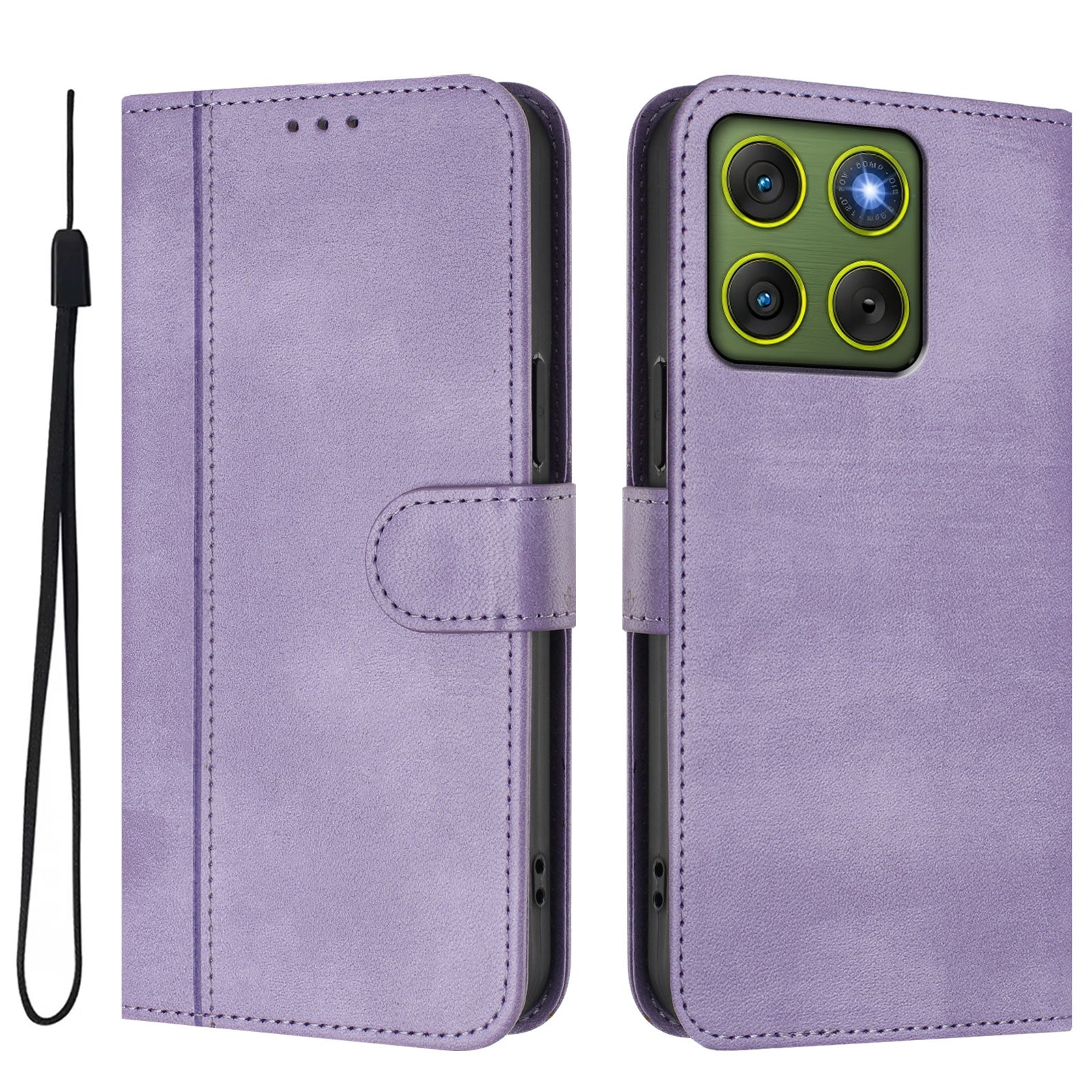 For Motorola Edge 70 5G Cases Wallet Stand Retro Texture Leather Phone Cover with Lanyard - Light Purple