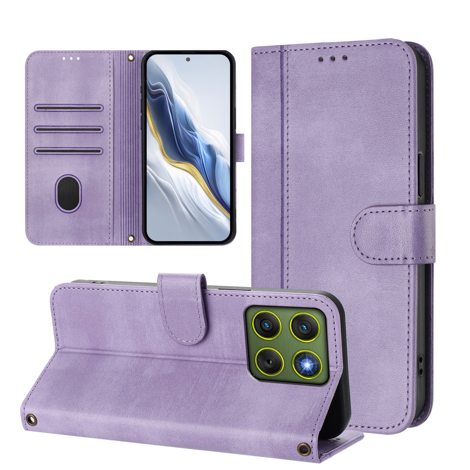 For Motorola Edge 70 5G Cases Wallet Stand Retro Texture Leather Phone Cover with Lanyard - Light Purple