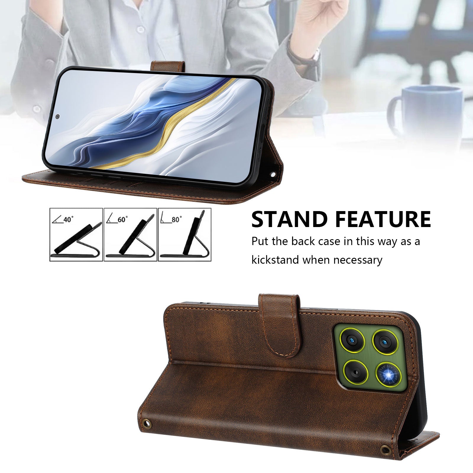 For Motorola Edge 70 5G Cases Wallet Stand Retro Texture Leather Phone Cover with Lanyard - Brown