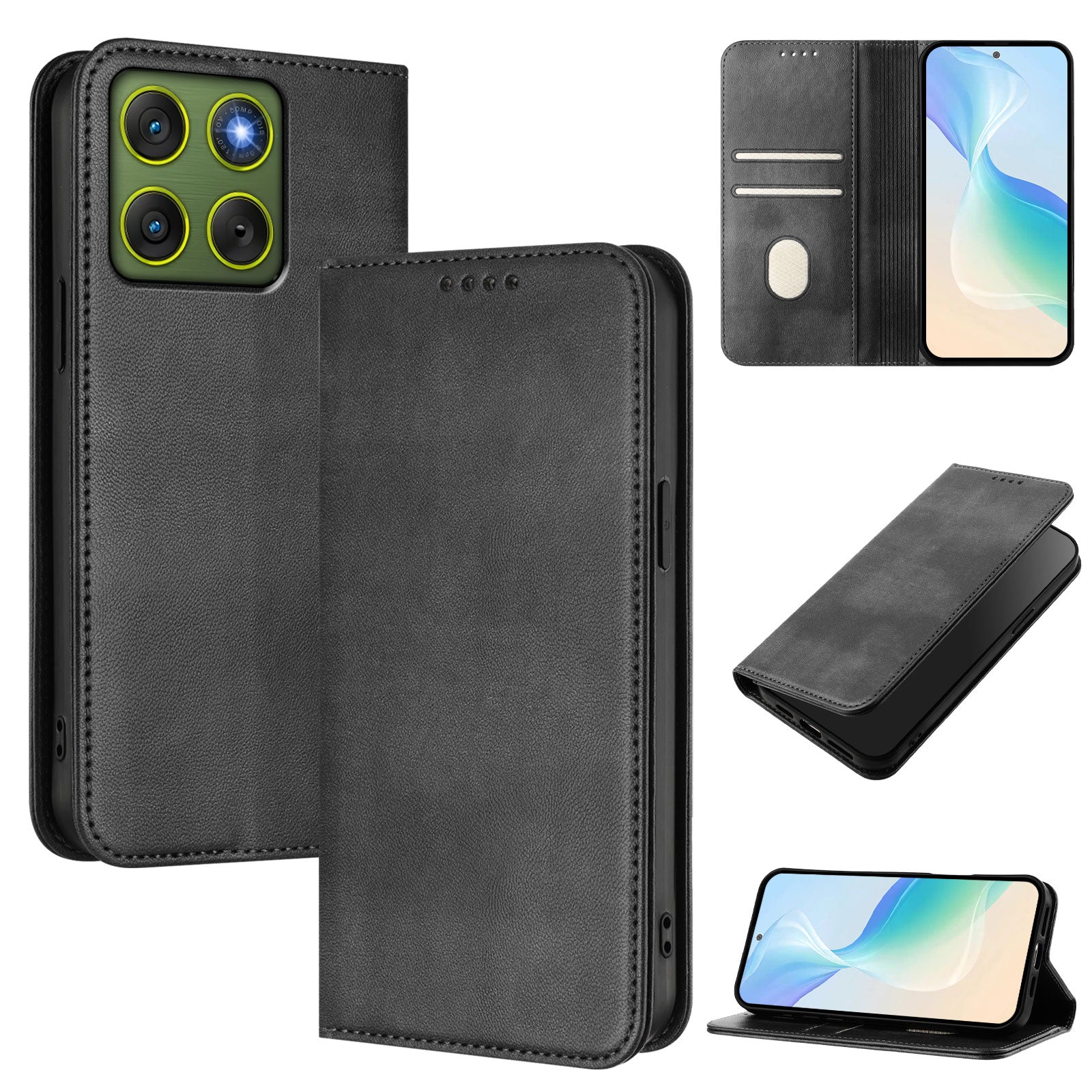 For Motorola Edge 70 5G Wallet Cases Retro Texture RFID Blocking Leather Phone Cover - Black
