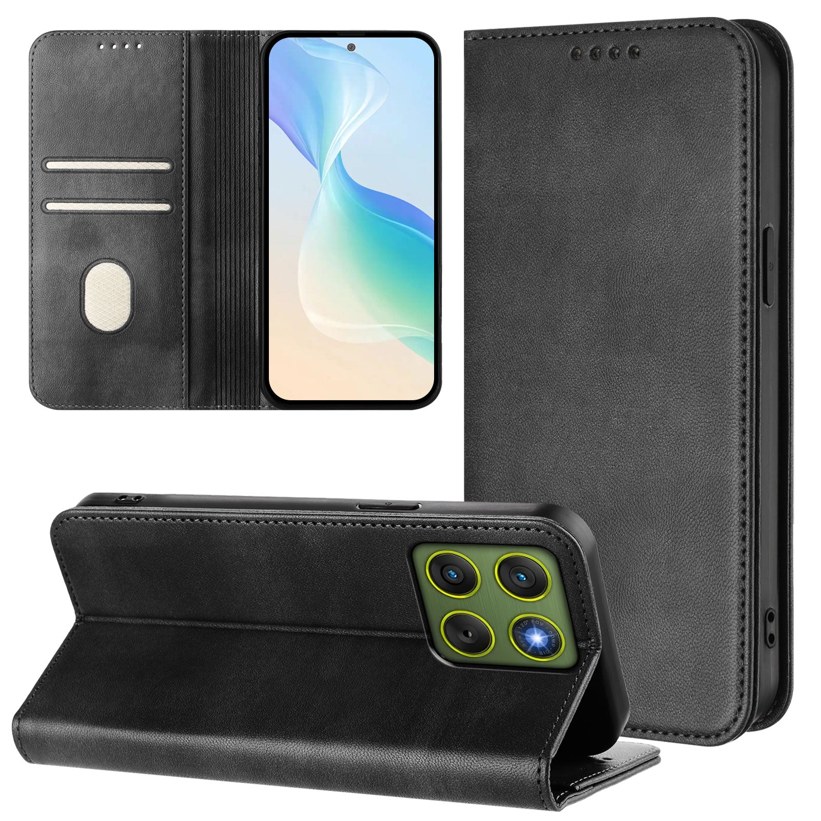 For Motorola Edge 70 5G Wallet Cases Retro Texture RFID Blocking Leather Phone Cover - Black