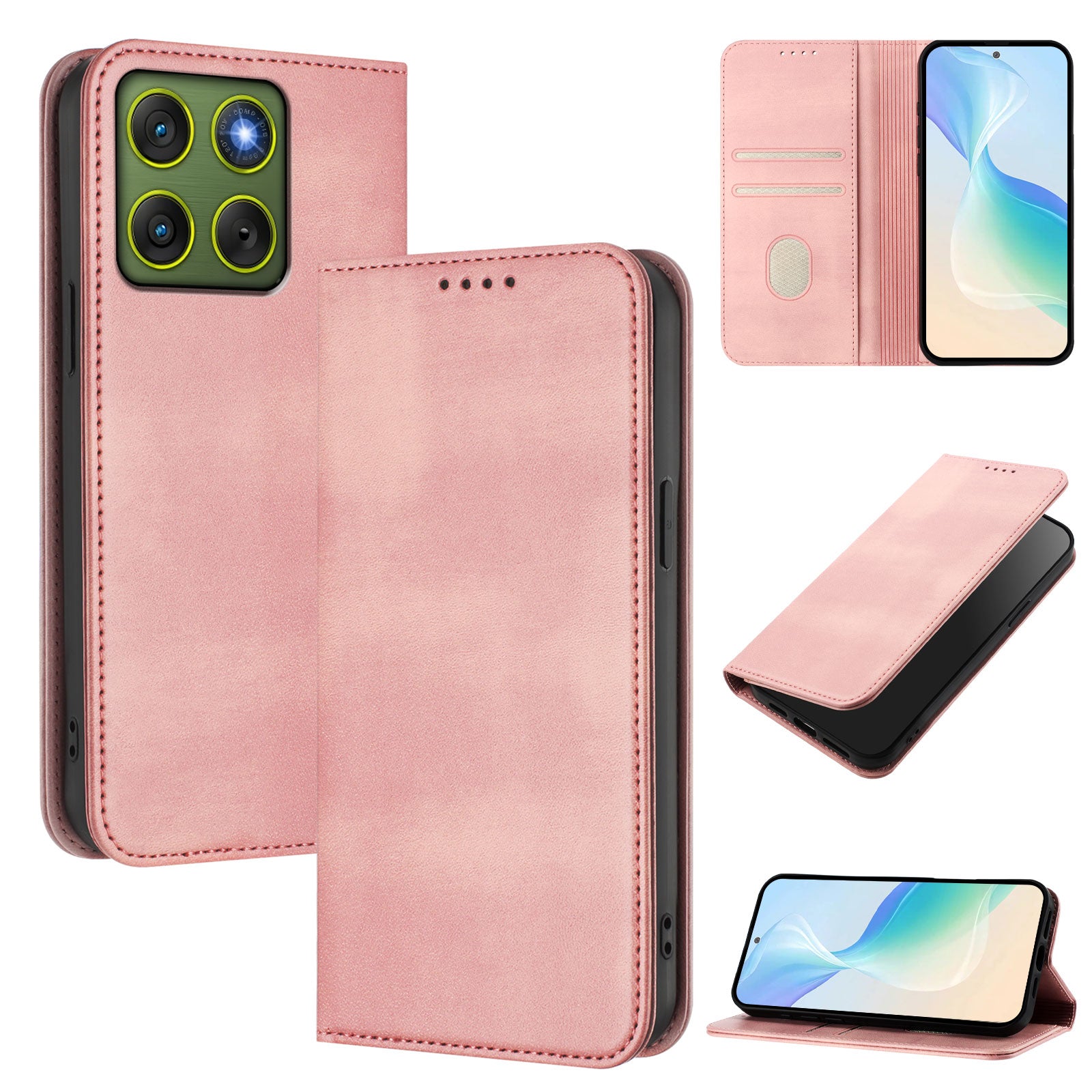 For Motorola Edge 70 5G Wallet Cases Retro Texture RFID Blocking Leather Phone Cover - Pink