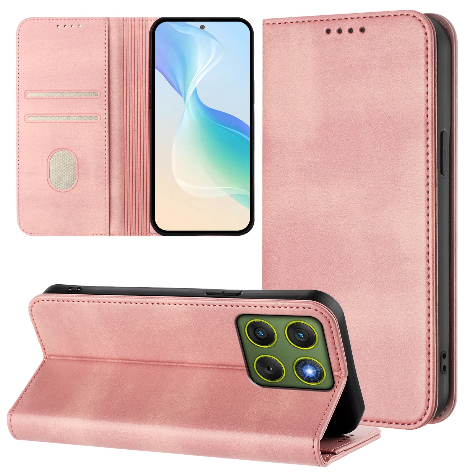 For Motorola Edge 70 5G Wallet Cases Retro Texture RFID Blocking Leather Phone Cover - Pink