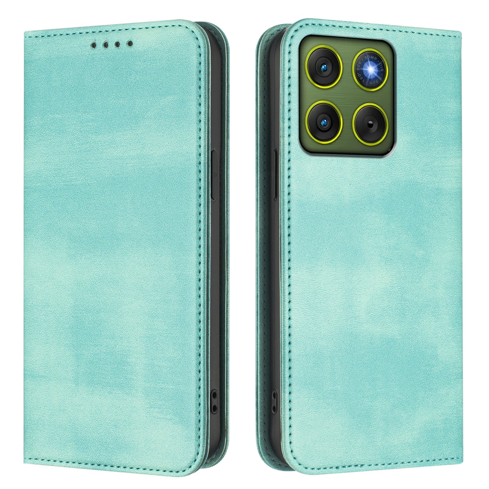 For Motorola Edge 70 5G Wallet Cases Retro Texture RFID Blocking Leather Phone Cover - Mint Green