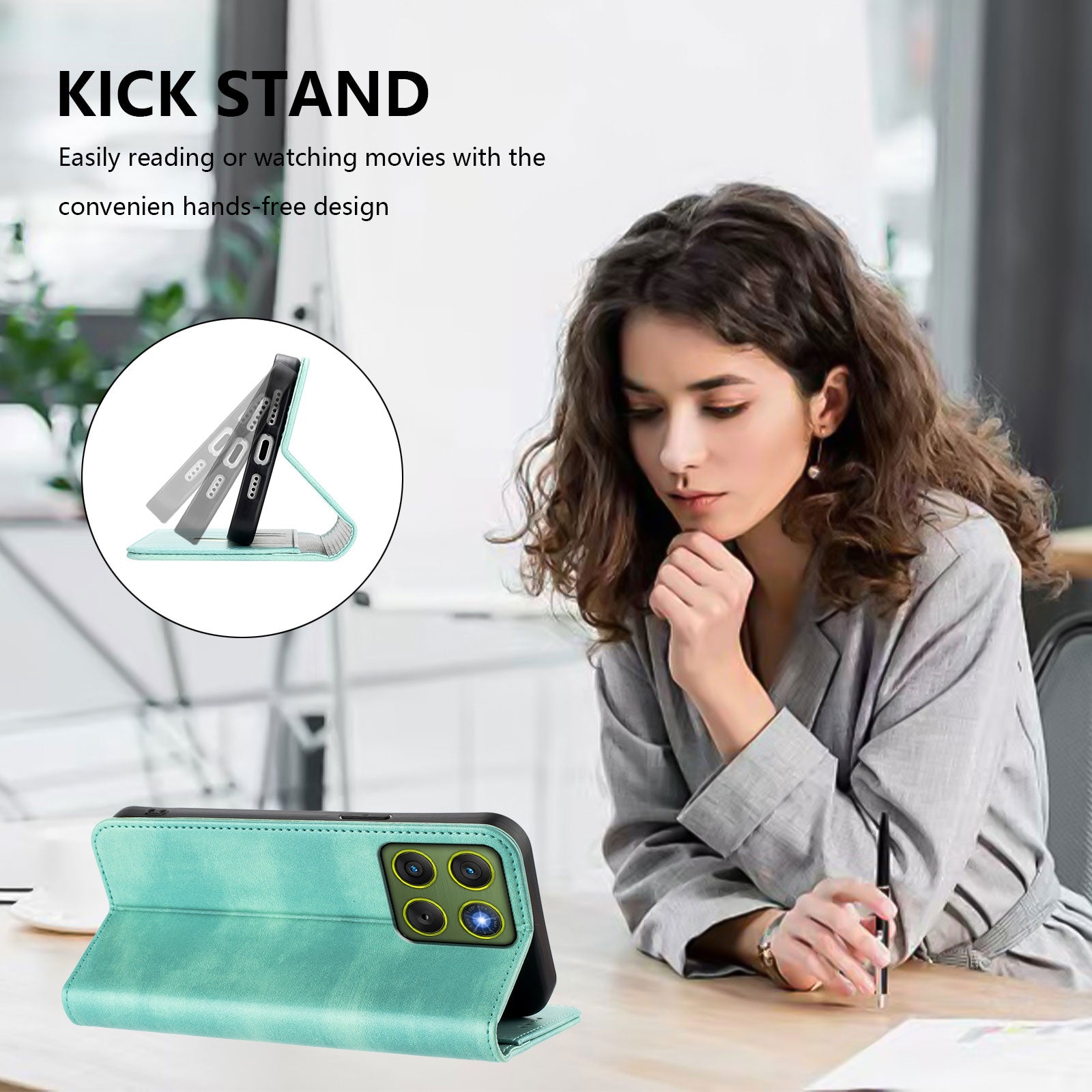 For Motorola Edge 70 5G Wallet Cases Retro Texture RFID Blocking Leather Phone Cover - Mint Green