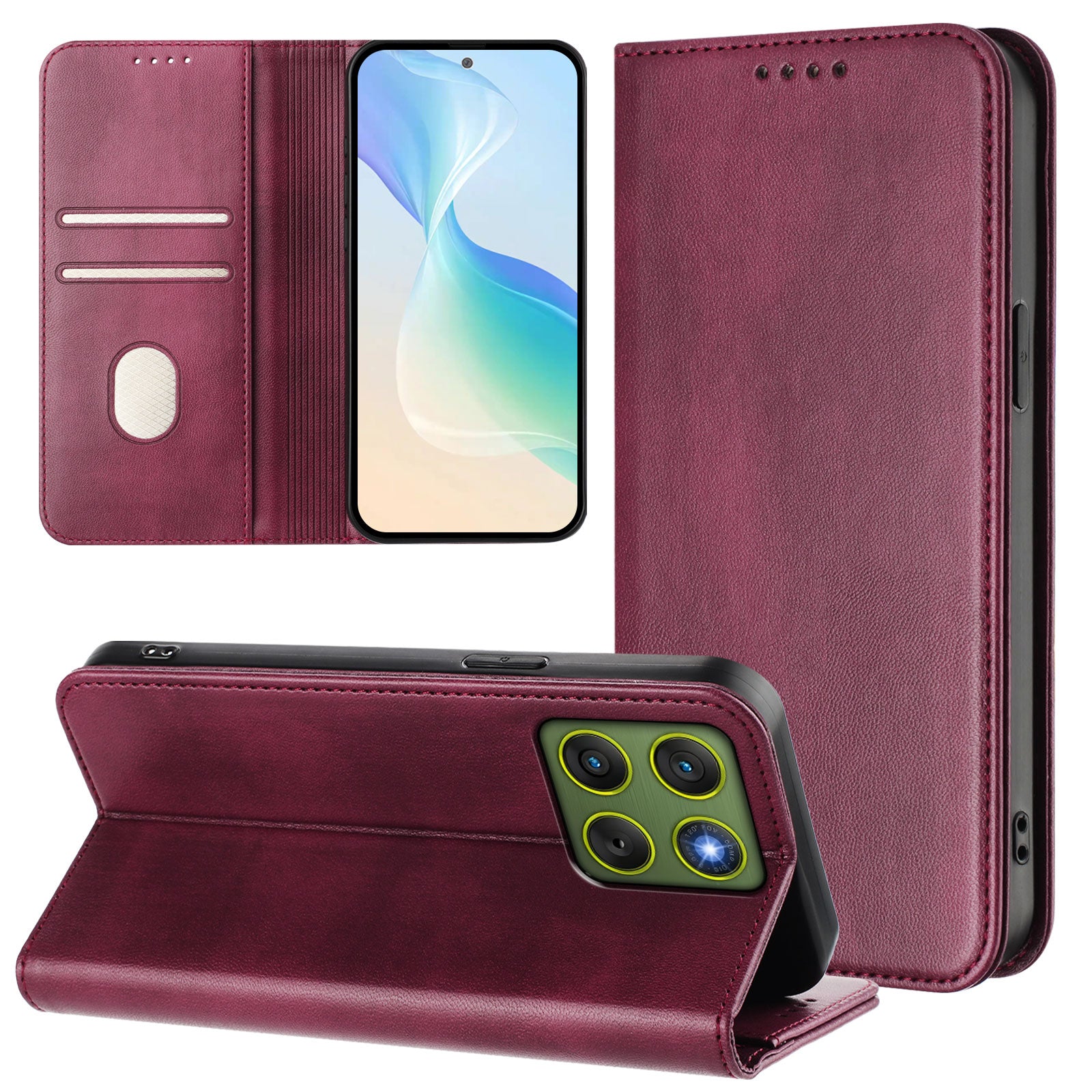 For Motorola Edge 70 5G Wallet Cases Retro Texture RFID Blocking Leather Phone Cover - Wine Red