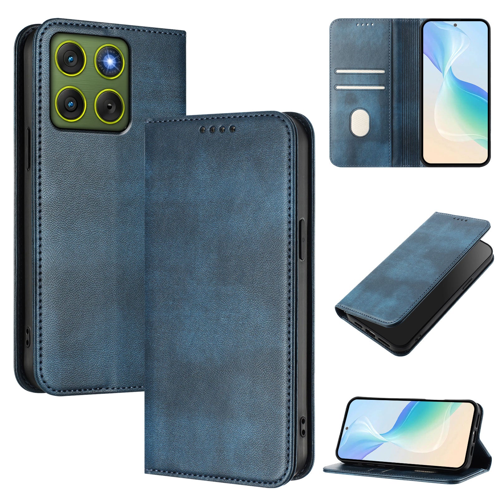 For Motorola Edge 70 5G Wallet Cases Retro Texture RFID Blocking Leather Phone Cover - Blue