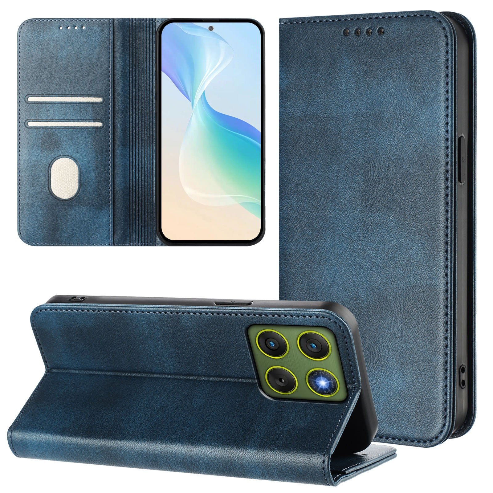 For Motorola Edge 70 5G Wallet Cases Retro Texture RFID Blocking Leather Phone Cover - Blue