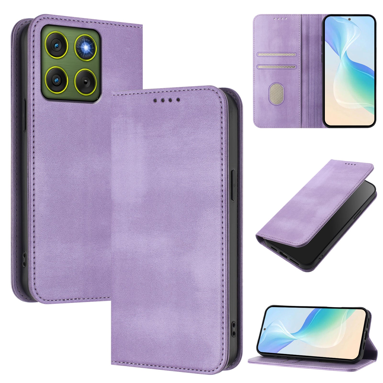 For Motorola Edge 70 5G Wallet Cases Retro Texture RFID Blocking Leather Phone Cover - Light Purple