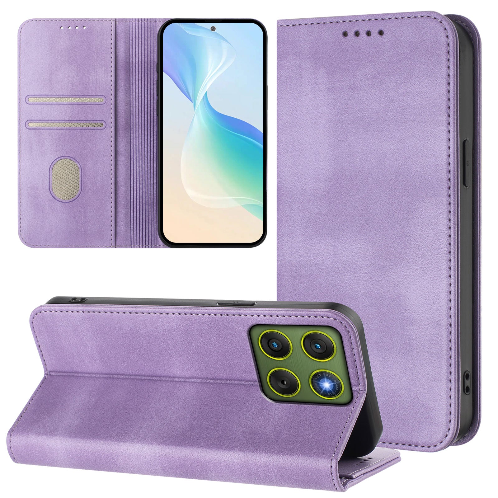 For Motorola Edge 70 5G Wallet Cases Retro Texture RFID Blocking Leather Phone Cover - Light Purple