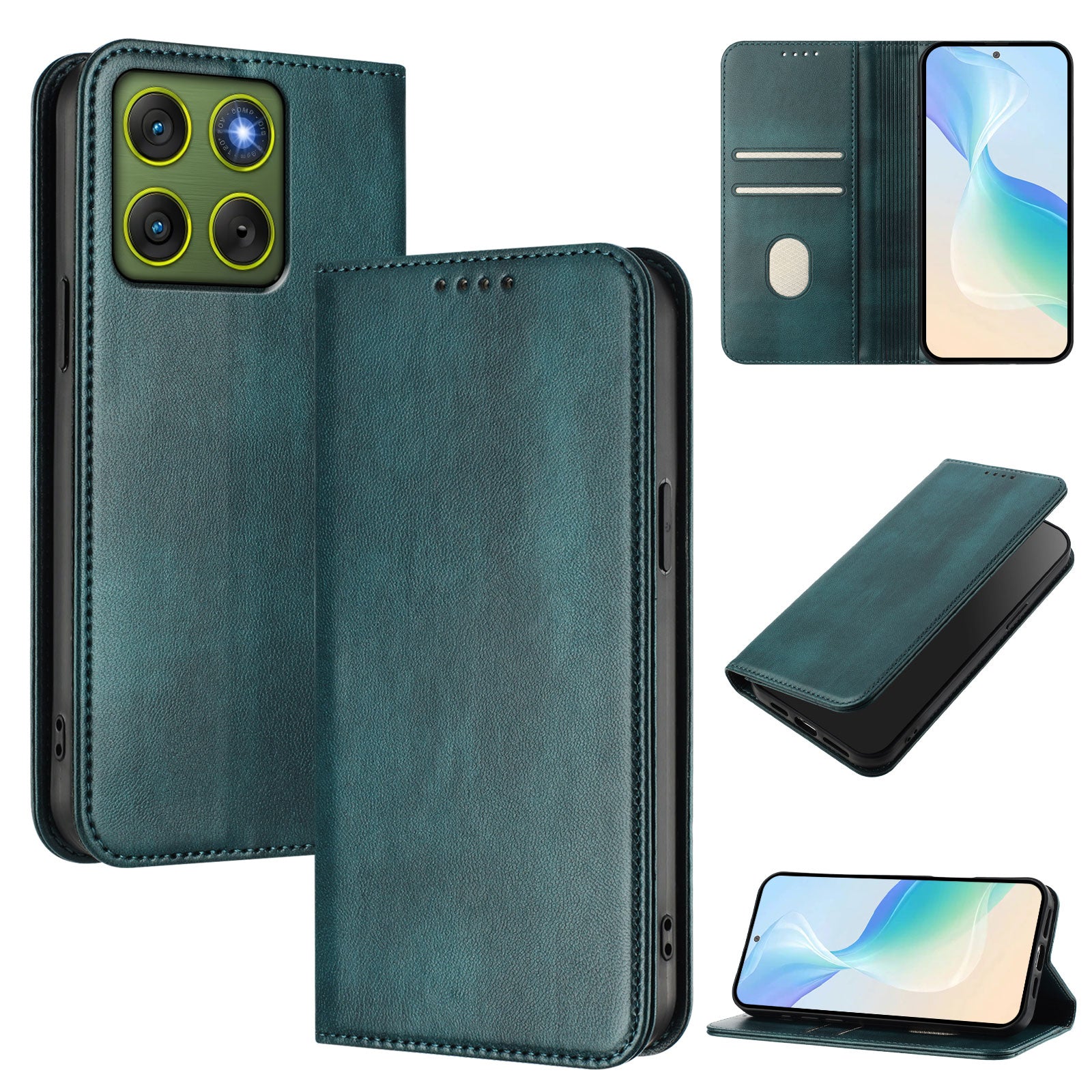 For Motorola Edge 70 5G Wallet Cases Retro Texture RFID Blocking Leather Phone Cover - Dark Green