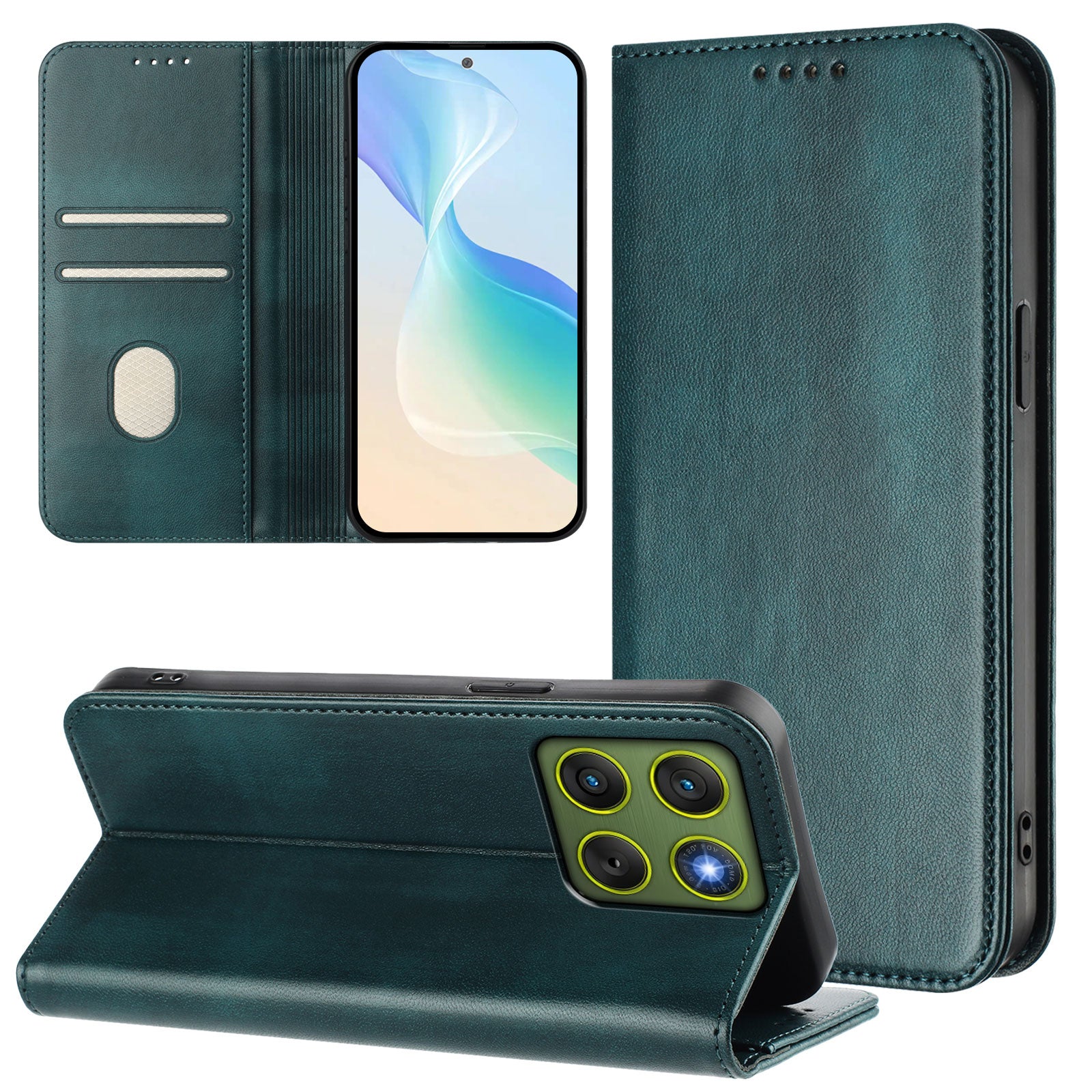 For Motorola Edge 70 5G Wallet Cases Retro Texture RFID Blocking Leather Phone Cover - Dark Green