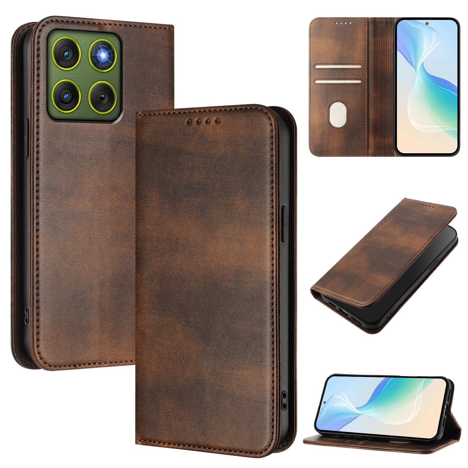 For Motorola Edge 70 5G Wallet Cases Retro Texture RFID Blocking Leather Phone Cover - Brown