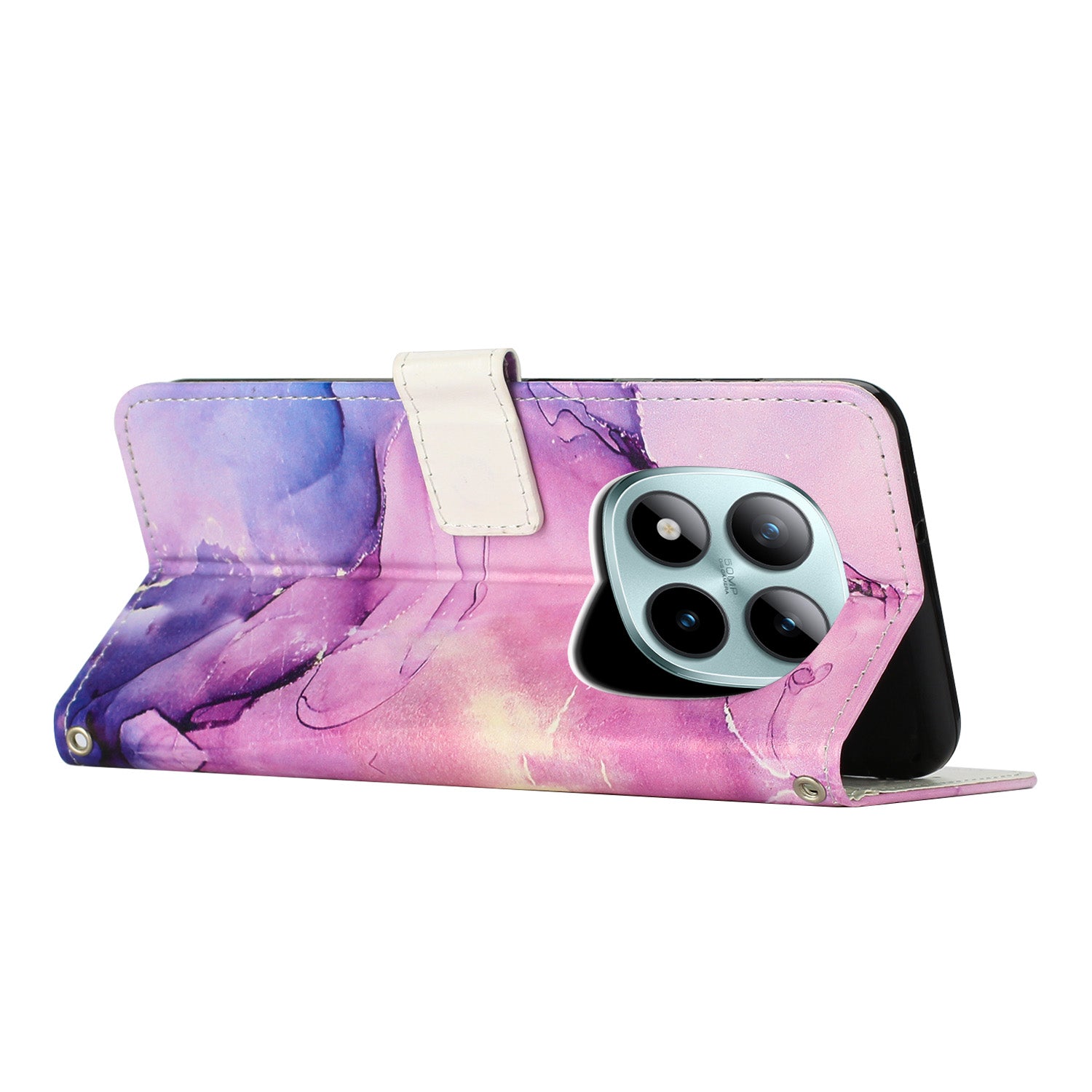 For Xiaomi Redmi Note 15 Pro 5G (Global) Stand Case Marble Pattern PU Leather Wallet Phone Cover - Purple