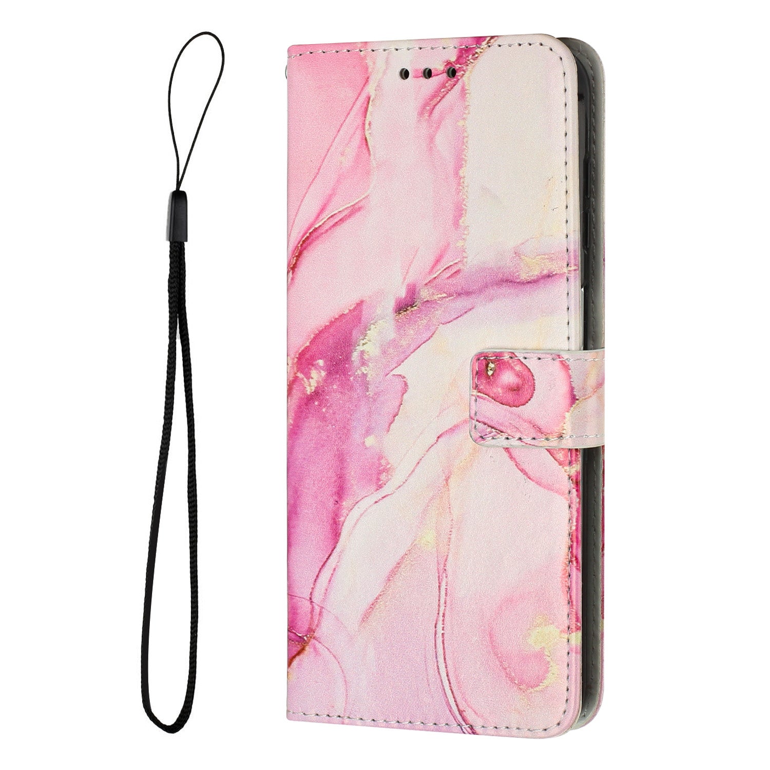 For Xiaomi Redmi Note 15 Pro 5G (Global) Stand Case Marble Pattern PU Leather Wallet Phone Cover - Rose Gold