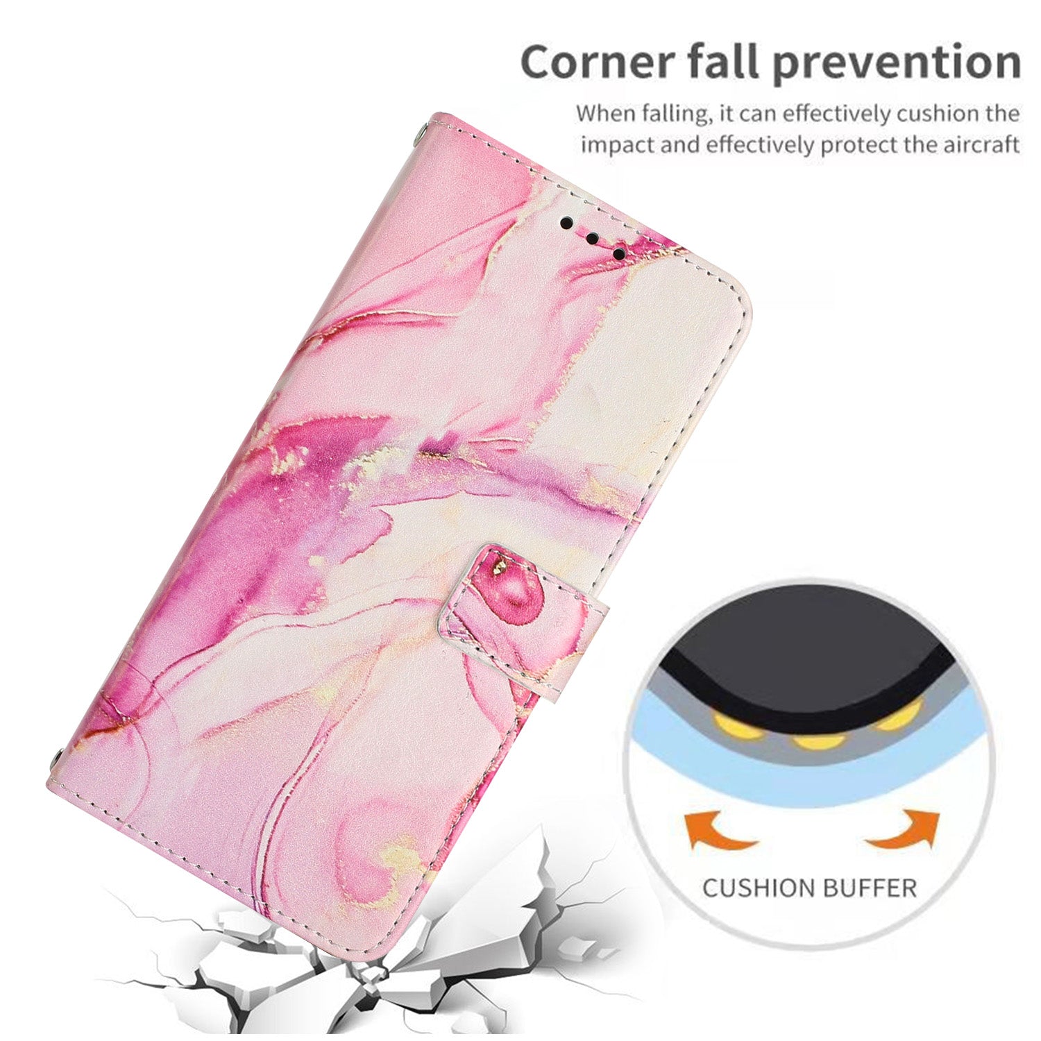 For Xiaomi Redmi Note 15 Pro 5G (Global) Stand Case Marble Pattern PU Leather Wallet Phone Cover - Rose Gold