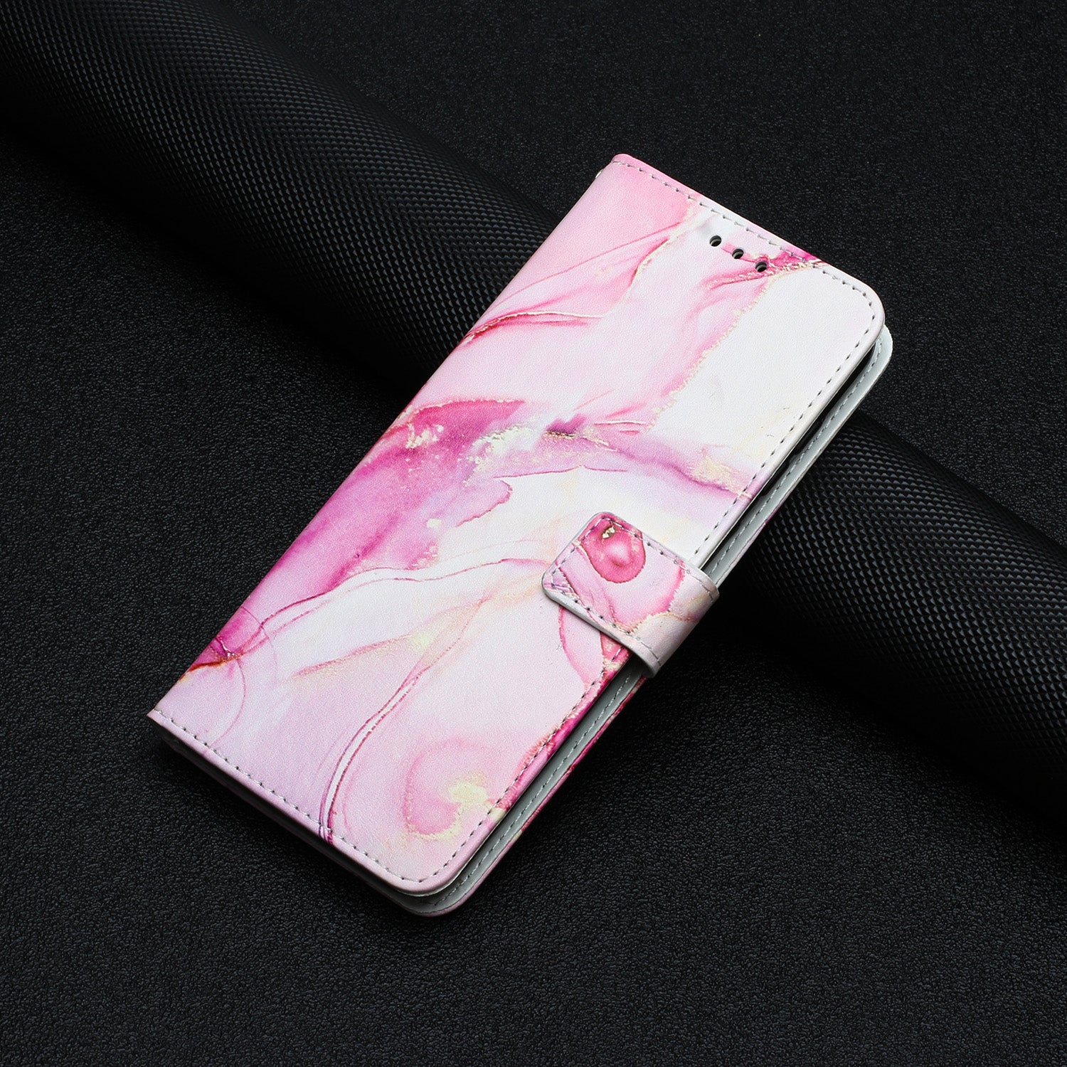 For Xiaomi Redmi Note 15 Pro 5G (Global) Stand Case Marble Pattern PU Leather Wallet Phone Cover - Rose Gold