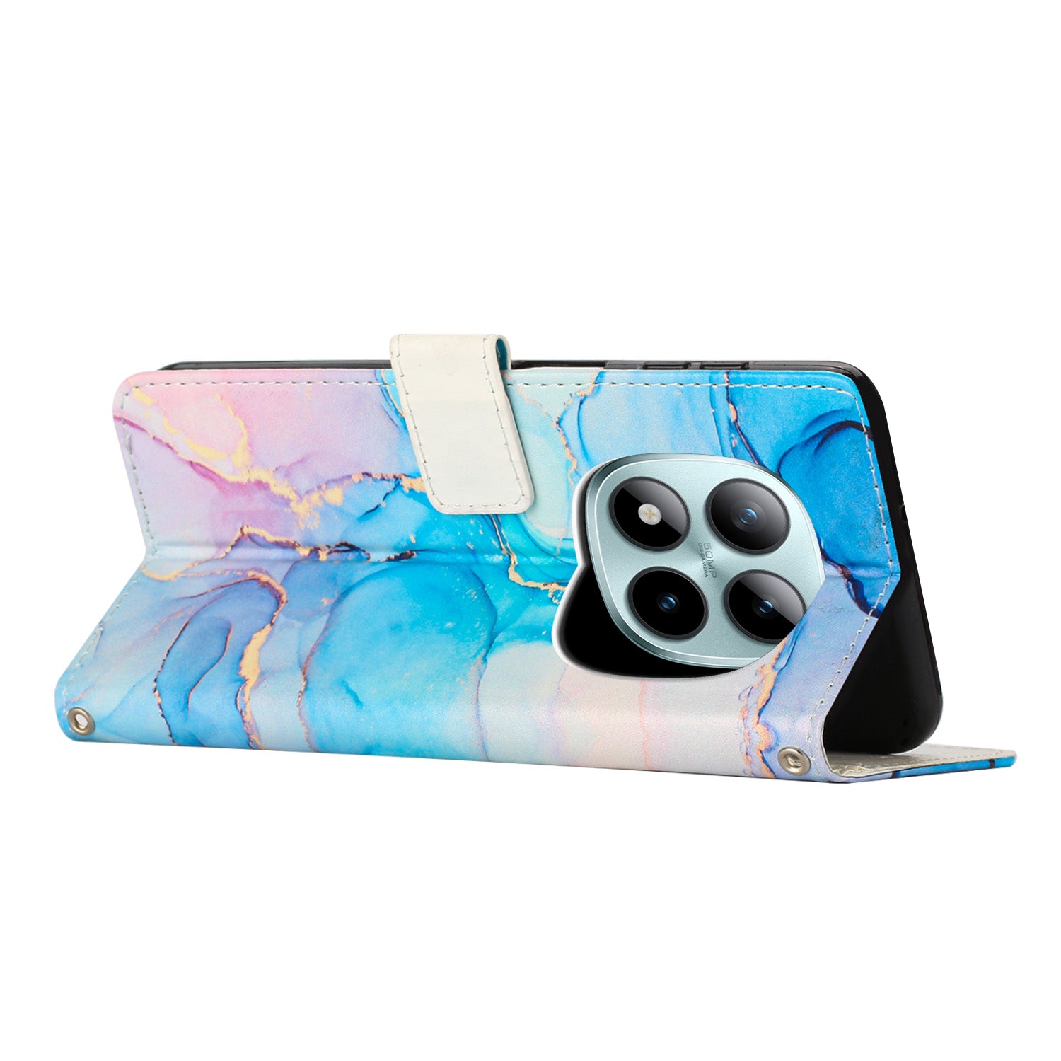For Xiaomi Poco M8 Pro 5G / Redmi Note 15 Pro+ 5G (Global) Stand Case Marble Pattern PU Leather Wallet Phone Cover - Pink / Green