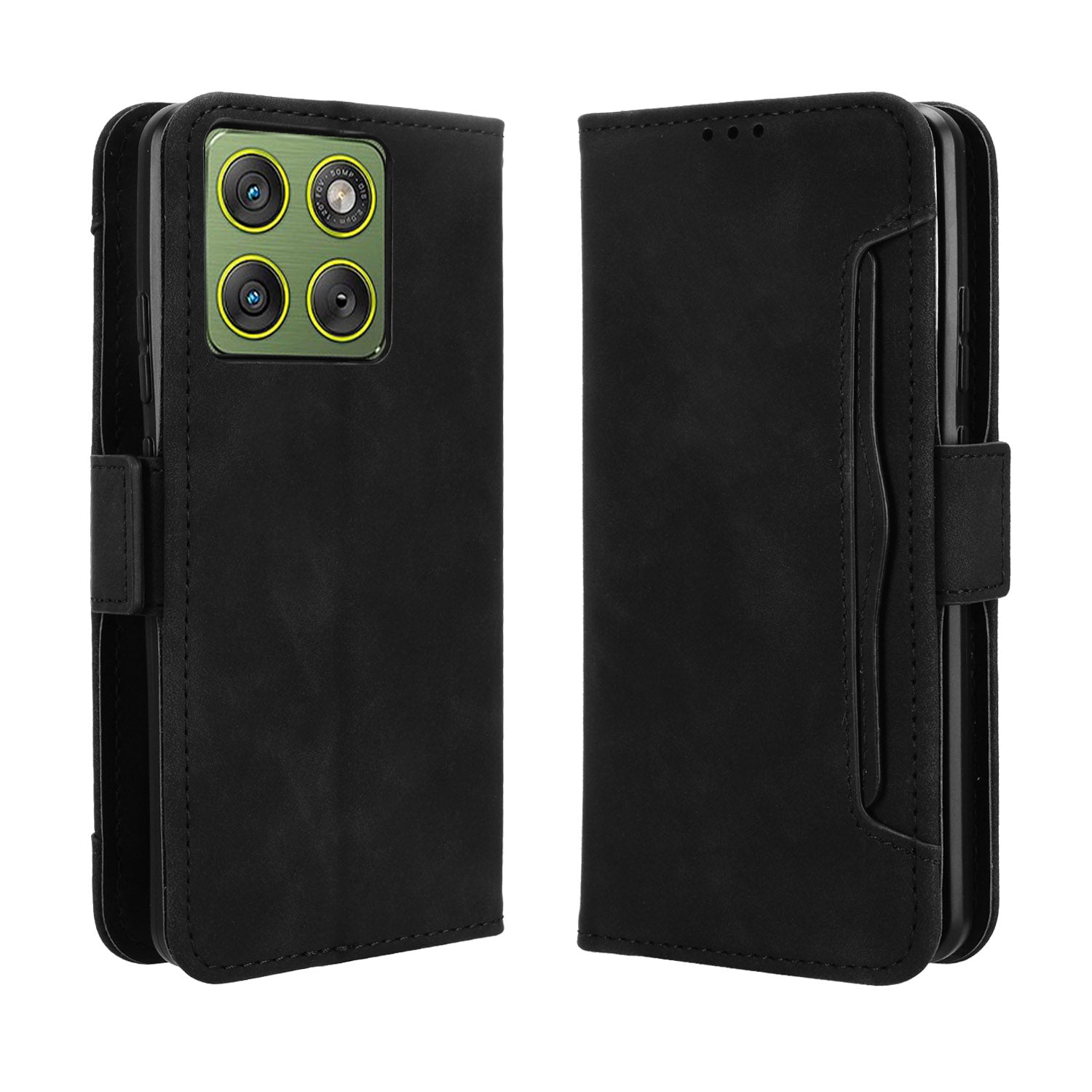For Motorola Edge 70 5G Leather Case Phone Wallet Cover with Multiple Card Slots - Black