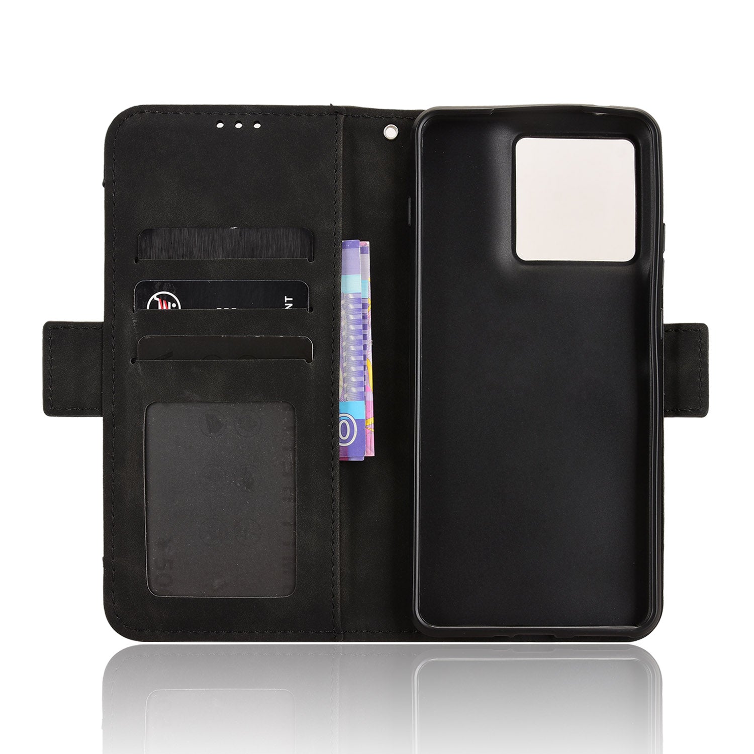 For Motorola Edge 70 5G Leather Case Phone Wallet Cover with Multiple Card Slots - Black