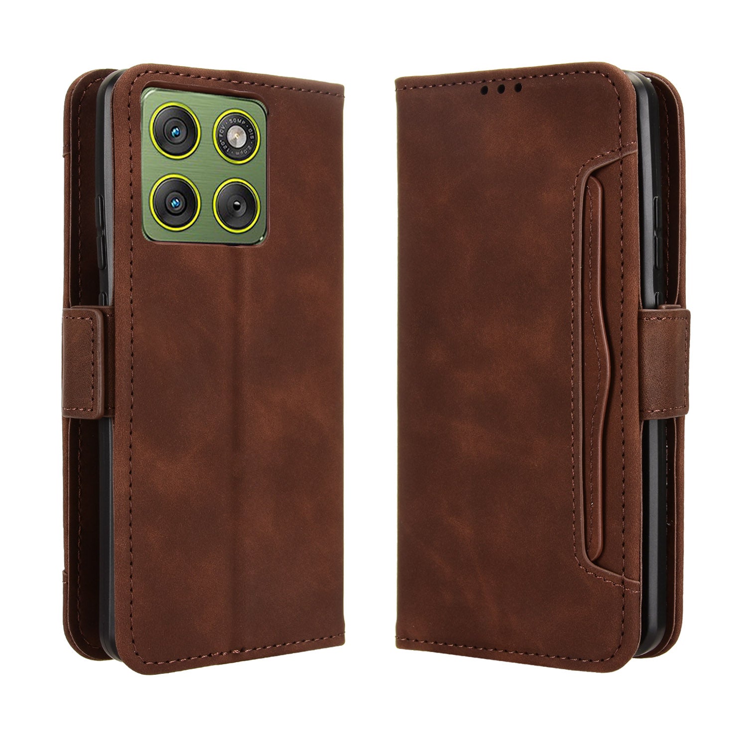 For Motorola Edge 70 5G Leather Case Phone Wallet Cover with Multiple Card Slots - Brown