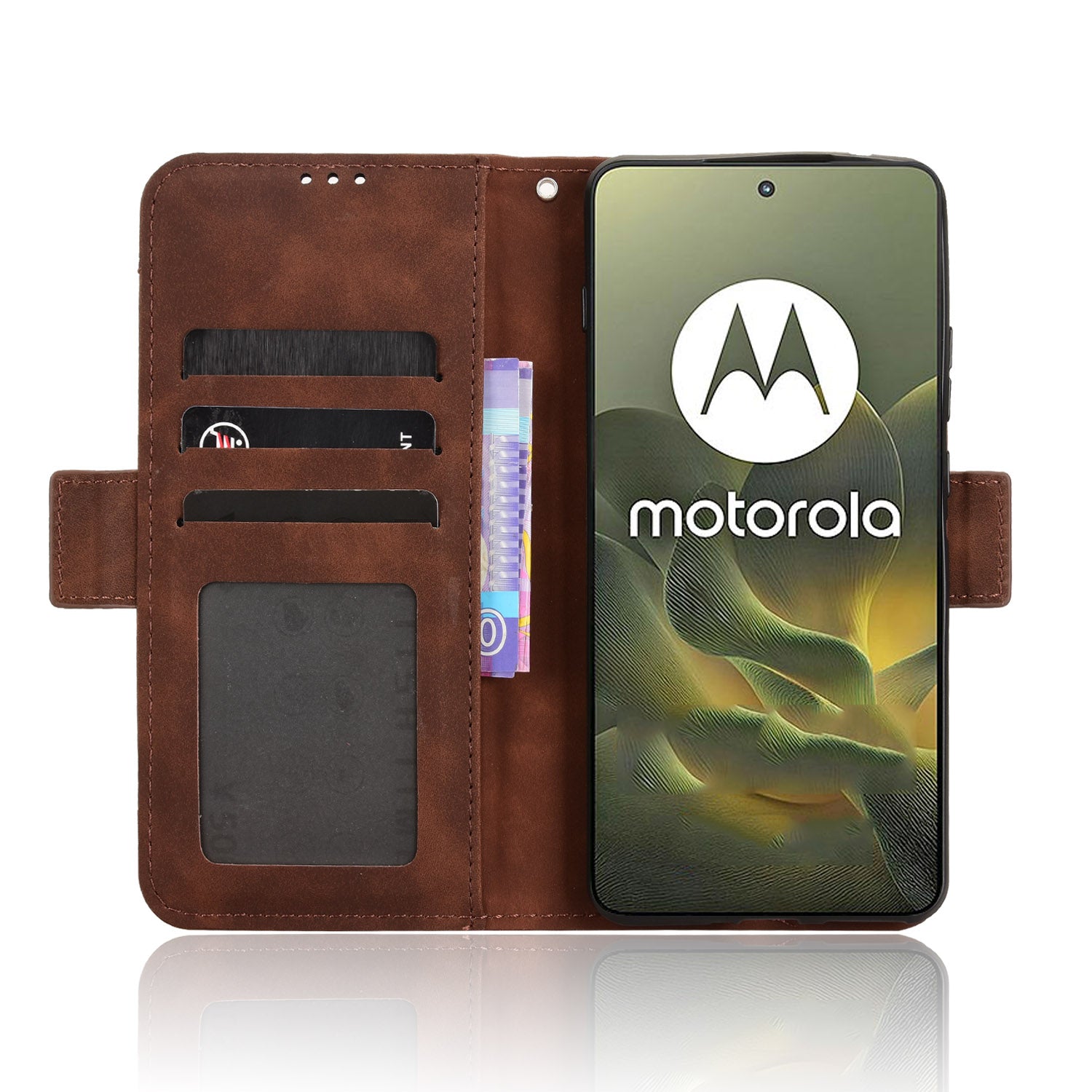 For Motorola Edge 70 5G Leather Case Phone Wallet Cover with Multiple Card Slots - Brown