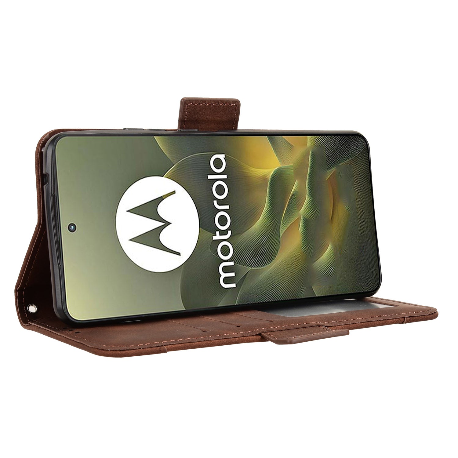 For Motorola Edge 70 5G Leather Case Phone Wallet Cover with Multiple Card Slots - Brown