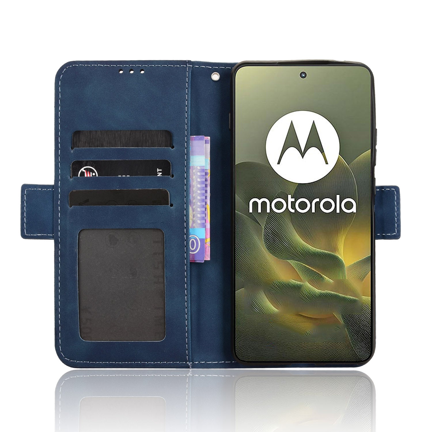 For Motorola Edge 70 5G Leather Case Phone Wallet Cover with Multiple Card Slots - Blue
