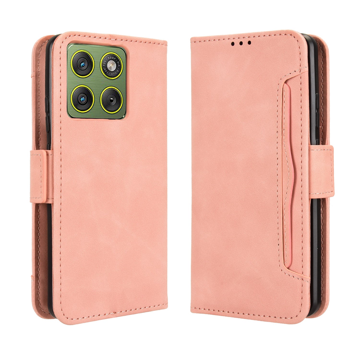 For Motorola Edge 70 5G Leather Case Phone Wallet Cover with Multiple Card Slots - Pink