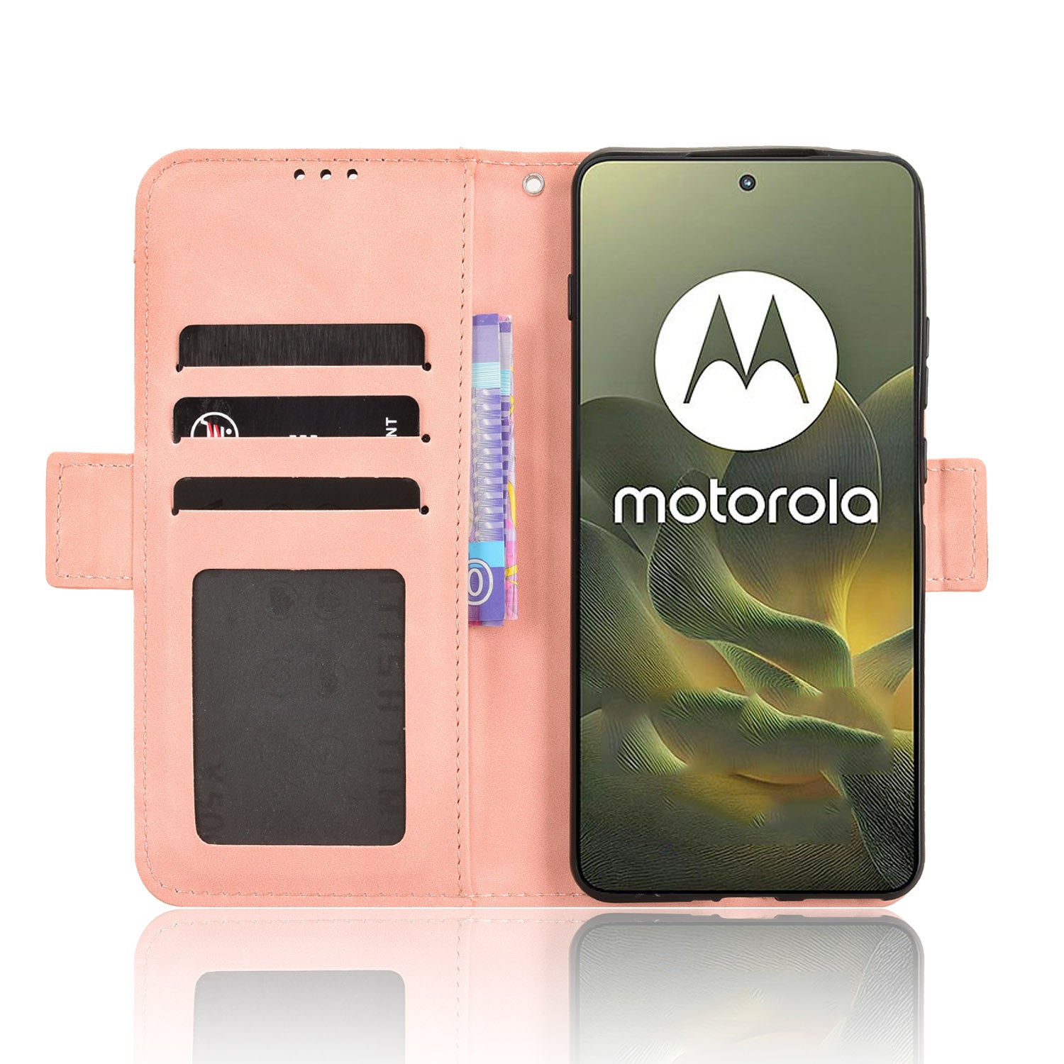 For Motorola Edge 70 5G Leather Case Phone Wallet Cover with Multiple Card Slots - Pink