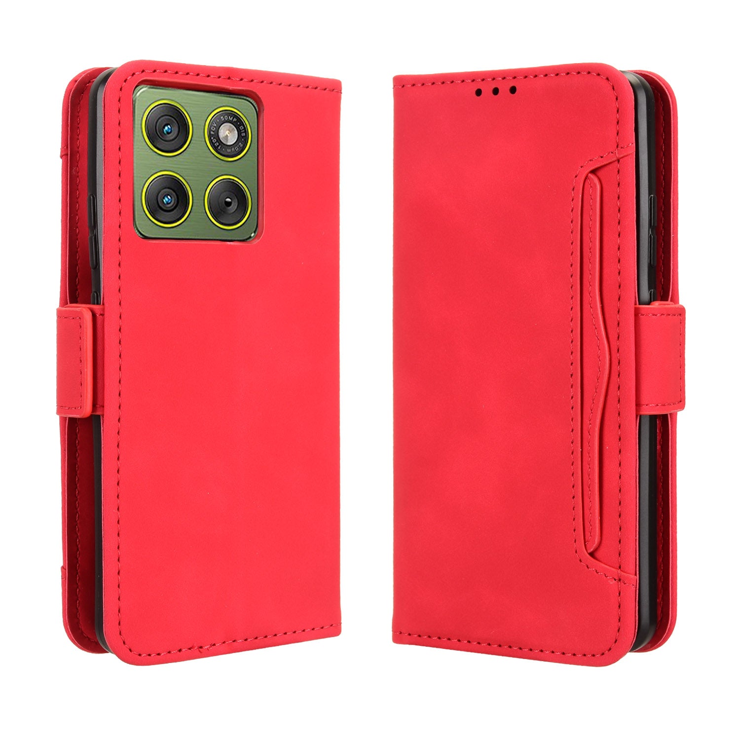 For Motorola Edge 70 5G Leather Case Phone Wallet Cover with Multiple Card Slots - Red
