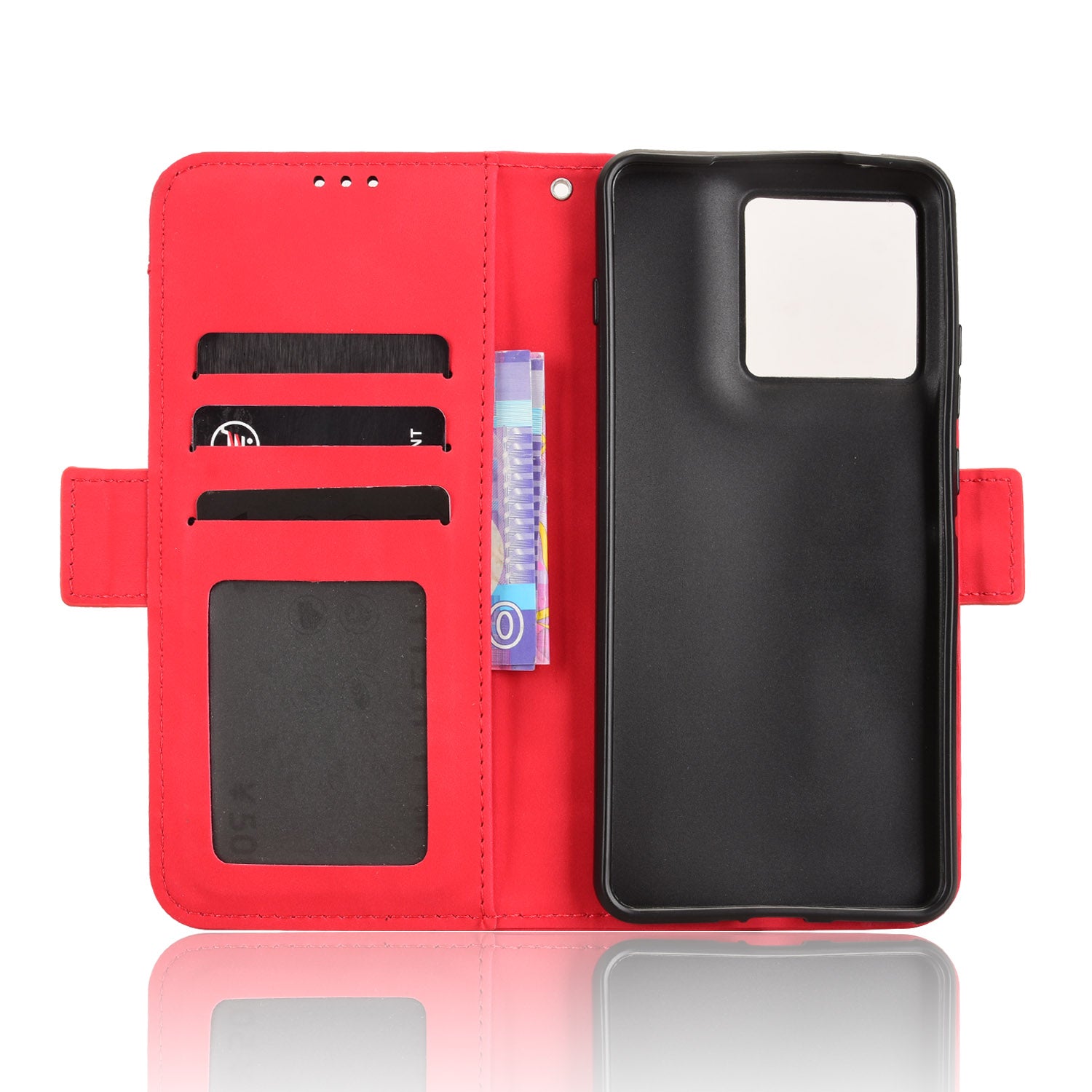 For Motorola Edge 70 5G Leather Case Phone Wallet Cover with Multiple Card Slots - Red