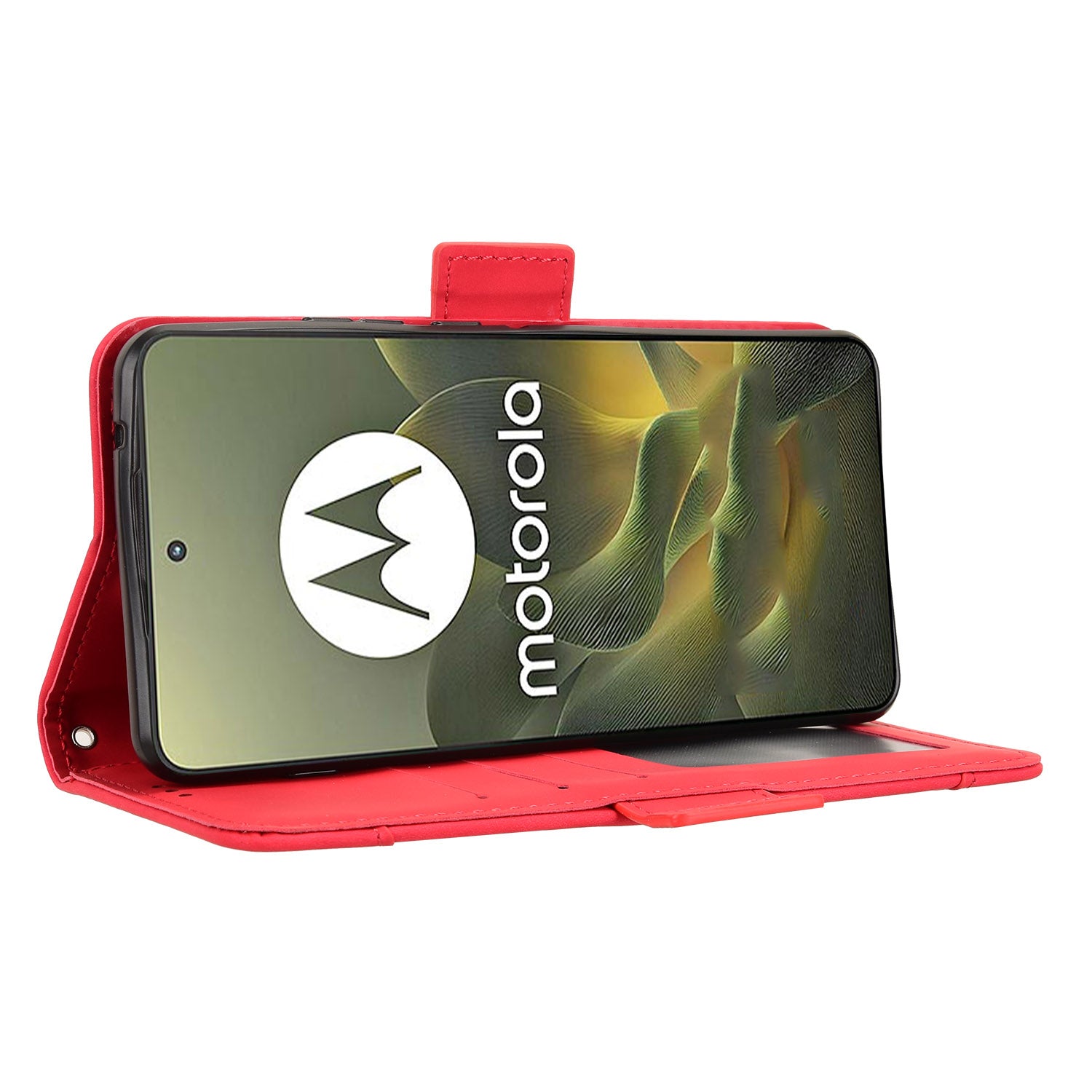 For Motorola Edge 70 5G Leather Case Phone Wallet Cover with Multiple Card Slots - Red