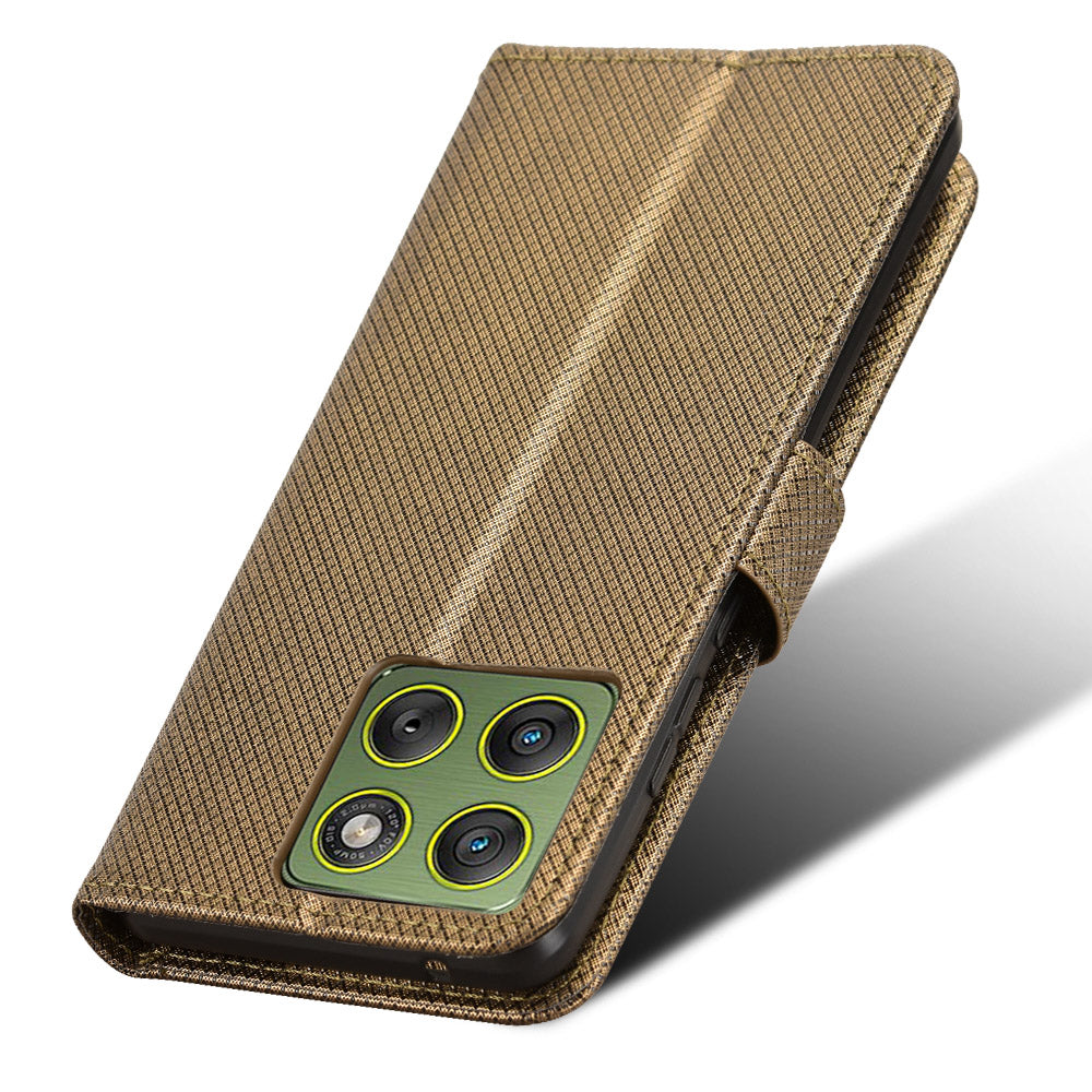 For Motorola Edge 70 5G Leather Wallet Case with Strap Diamond Texture Phone Cover - Brown