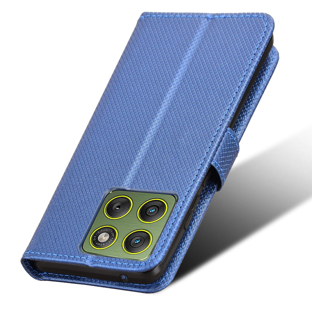 For Motorola Edge 70 5G Leather Wallet Case with Strap Diamond Texture Phone Cover - Blue