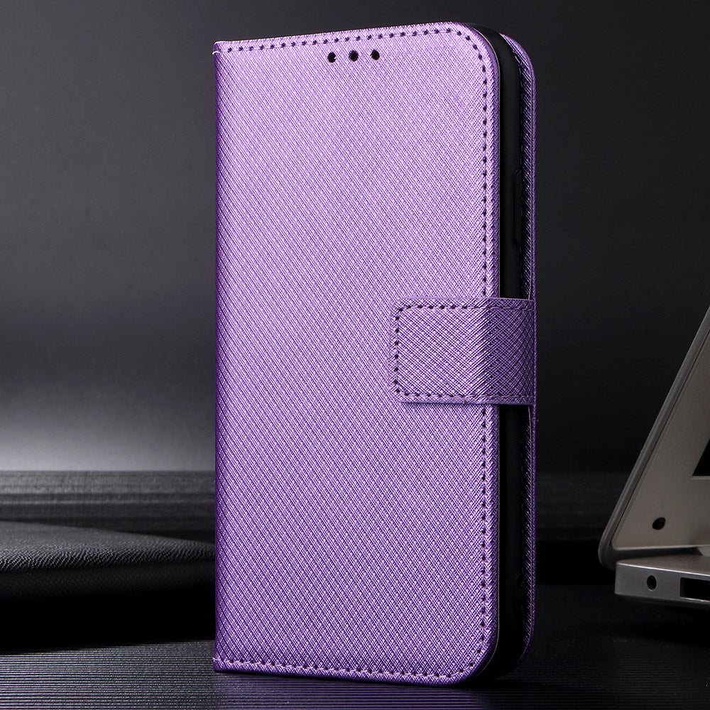 For Motorola Edge 70 5G Leather Wallet Case with Strap Diamond Texture Phone Cover - Purple