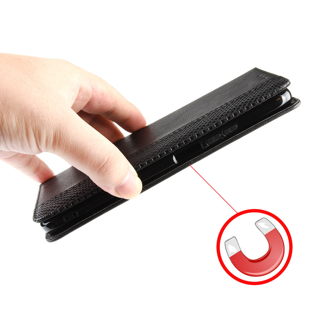 For Motorola Edge 70 5G Leather Case Wallet Stand Retro Texture Phone Cover - Black
