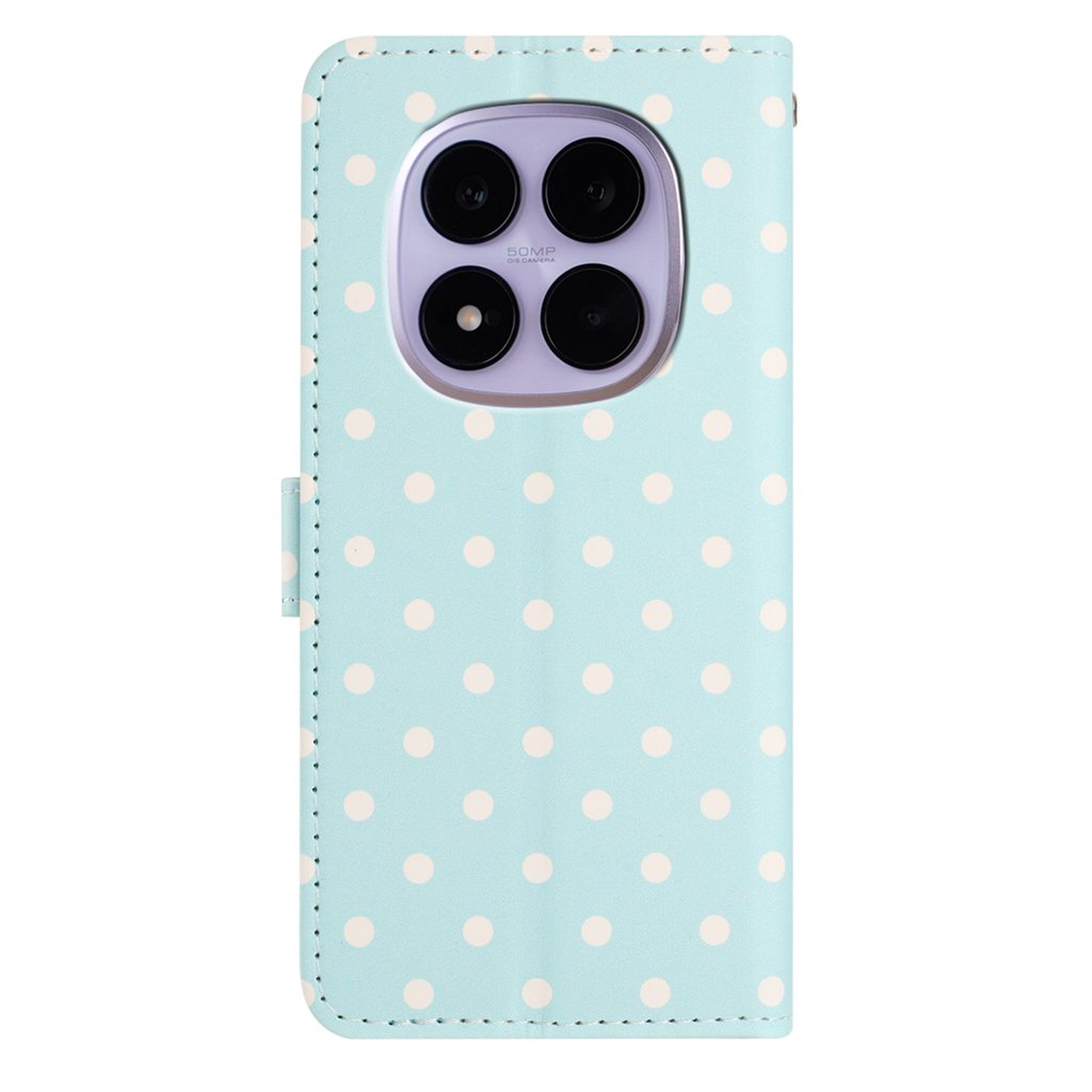 For Xiaomi Redmi Note 15 Pro 5G (Global) Leather Case Polka Dot Pattern Wallet Stand Folio Phone Cover - Blue