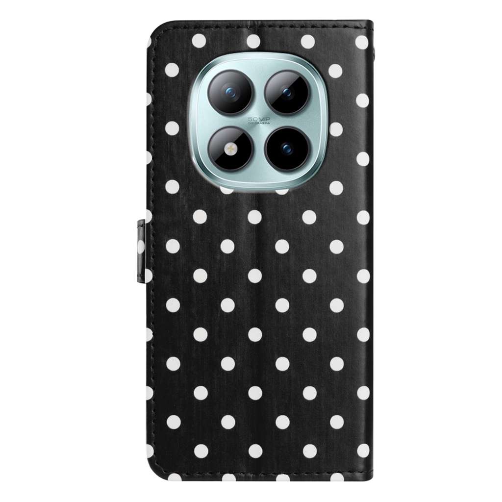 For Xiaomi Poco M8 Pro 5G / Redmi Note 15 Pro+ 5G (Global) Leather Case Polka Dot Pattern Wallet Stand Folio Phone Cover - Black