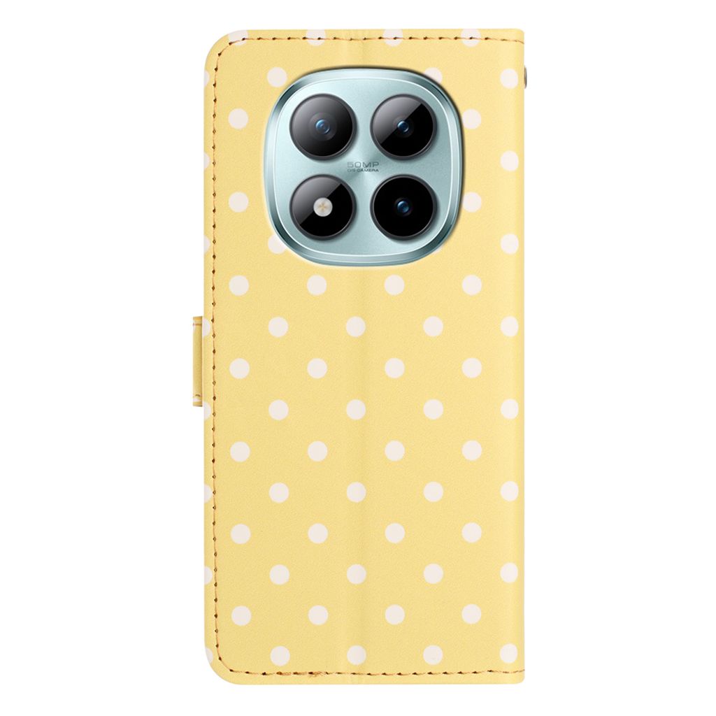 For Xiaomi Poco M8 Pro 5G / Redmi Note 15 Pro+ 5G (Global) Leather Case Polka Dot Pattern Wallet Stand Folio Phone Cover - Yellow