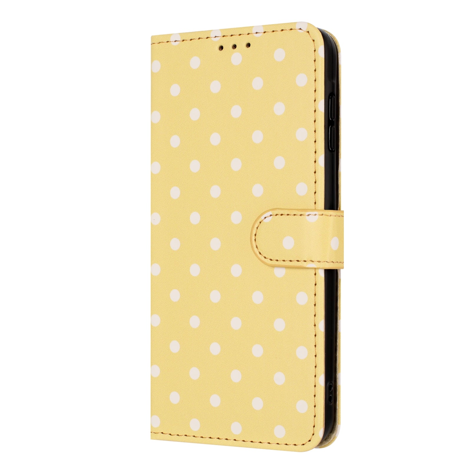 For Xiaomi Poco M8 Pro 5G / Redmi Note 15 Pro+ 5G (Global) Leather Case Polka Dot Pattern Wallet Stand Folio Phone Cover - Yellow